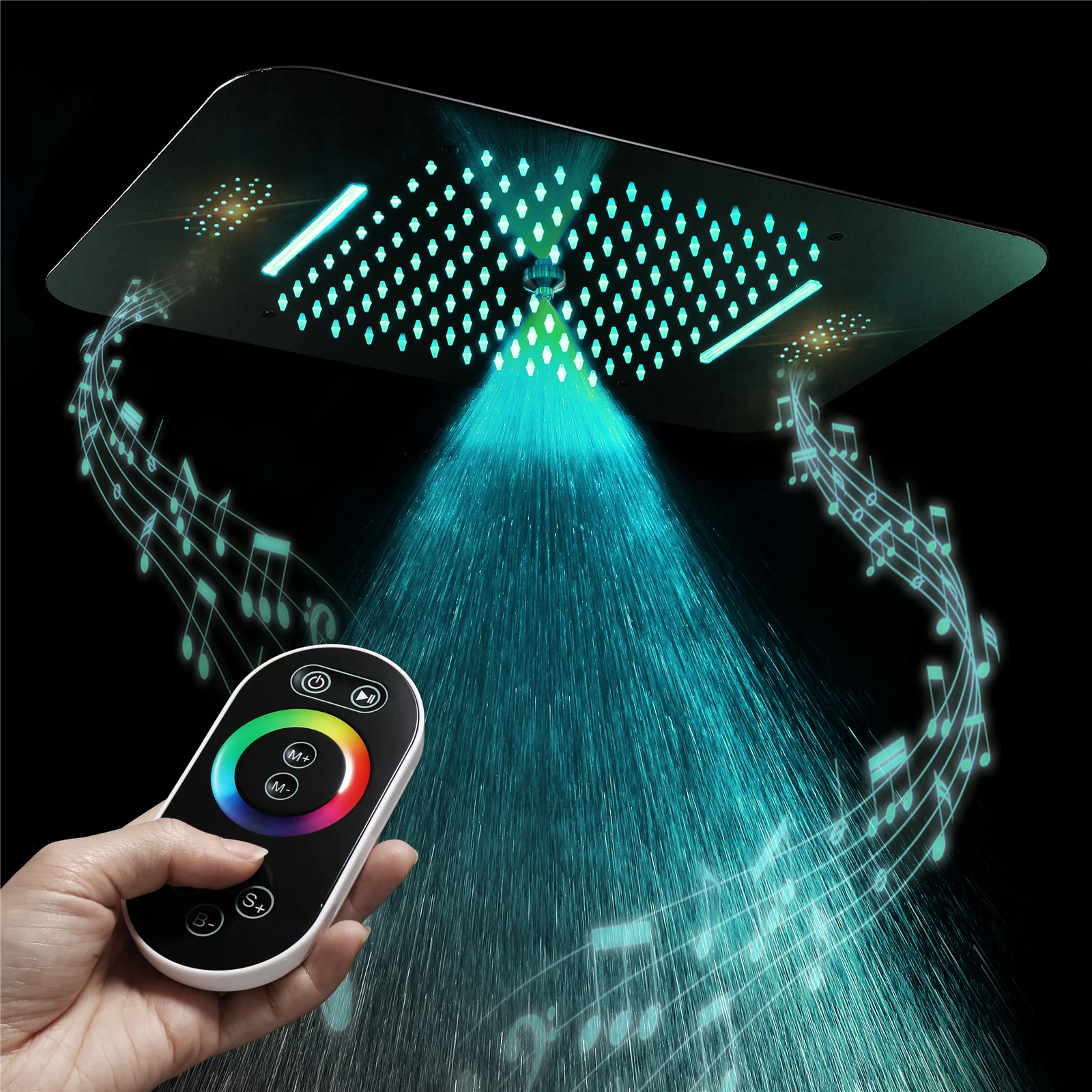 23'' X 15'' Flush-mount 64 LED Shower Head rainfall waterfall mist 3 functions - Image 19