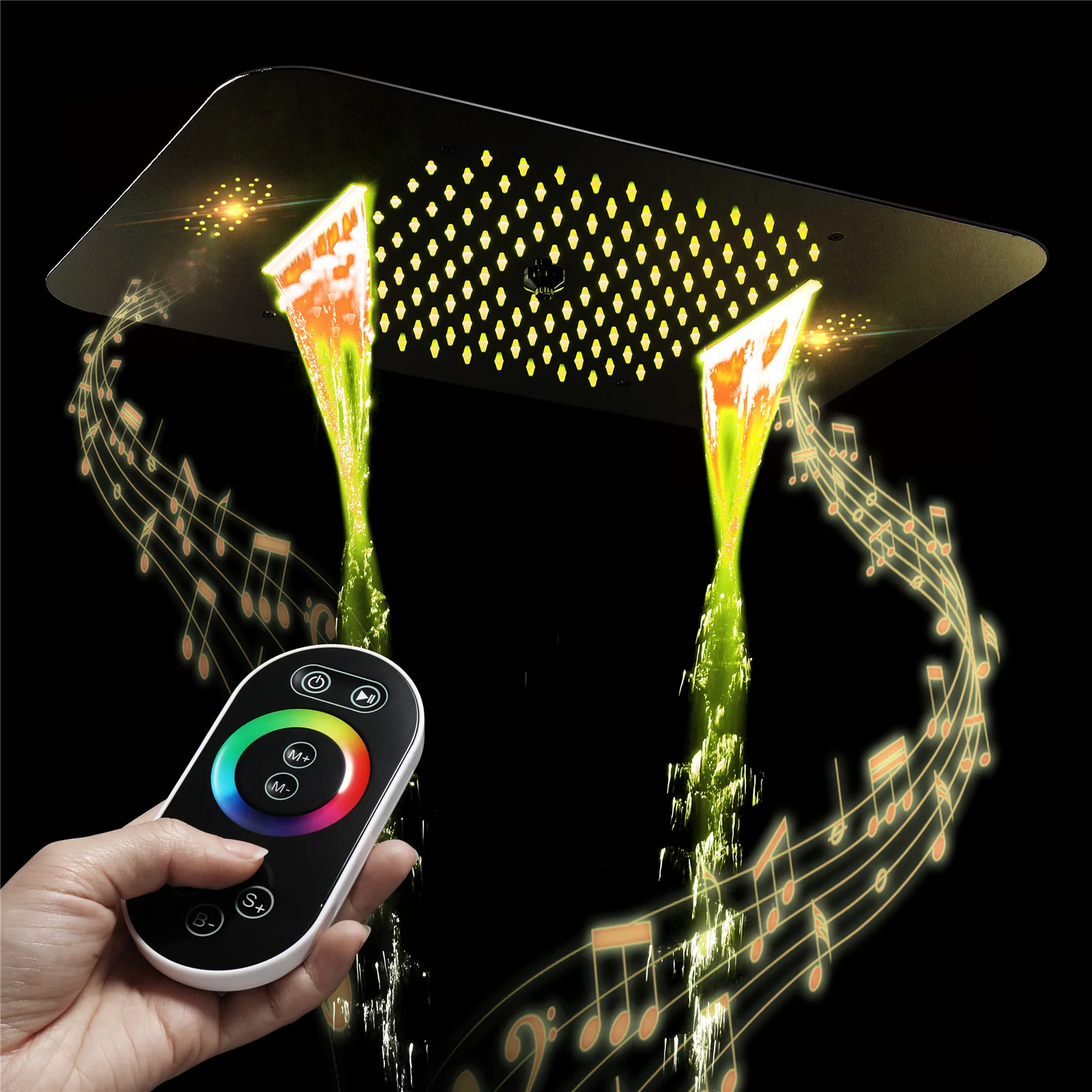 23'' X 15'' Flush-mount 64 LED Shower Head rainfall waterfall mist 3 functions - Image 23