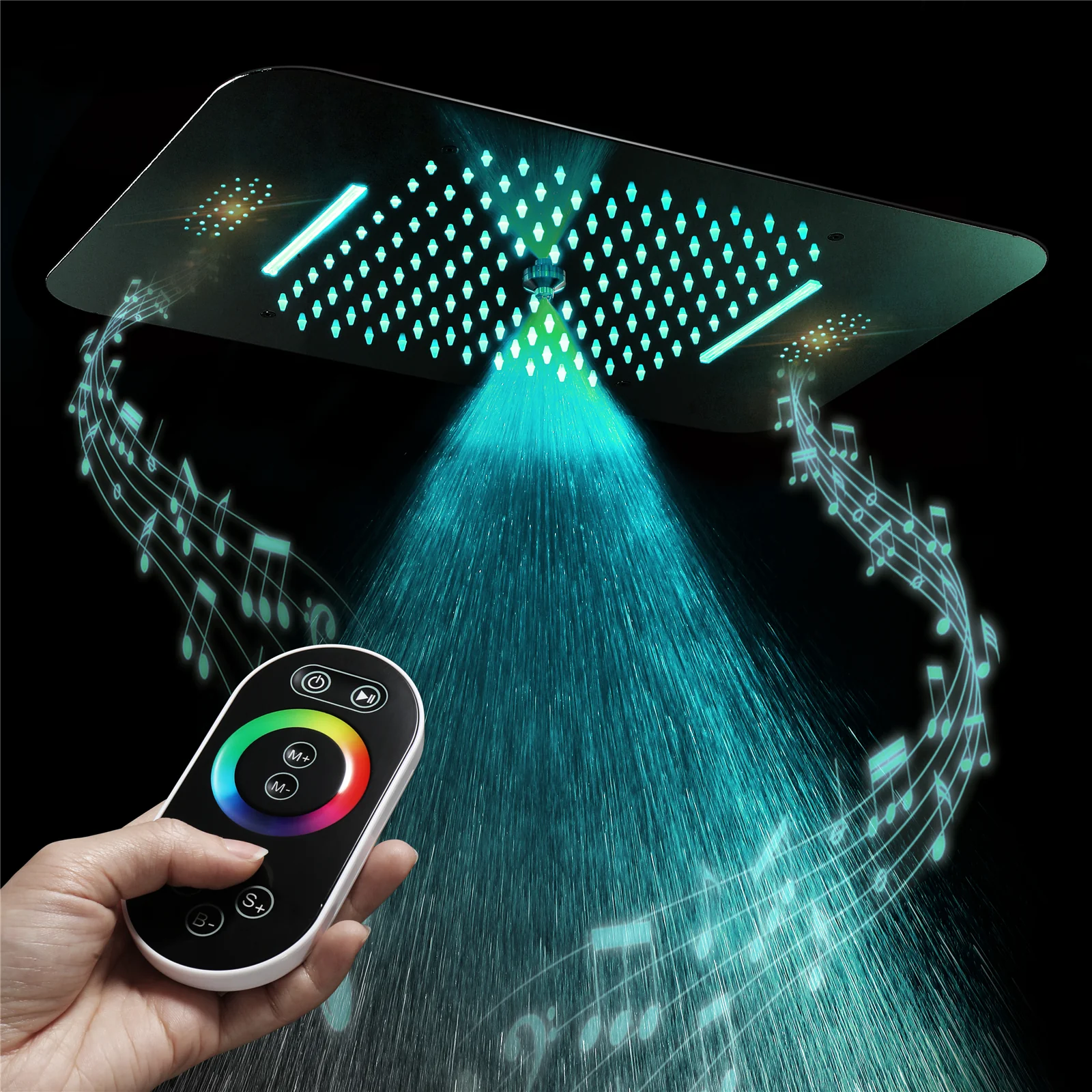 23'' X 15'' Flush-mount 64 LED Shower Head rainfall waterfall mist 3 functions - Image 24