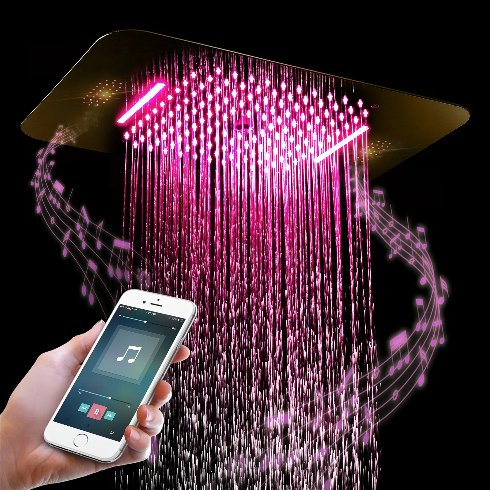 23'' X 15'' Flush-mount 64 LED Shower Head rainfall waterfall mist 3 functions - Image 9