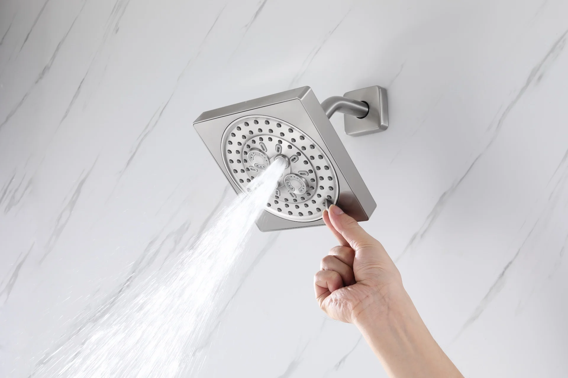 Flush mount 20 inch Rainfall shower head 6 way Digital display thermostatic Shower Faucet with Dual Regular Heads and Body Jets - Image 43
