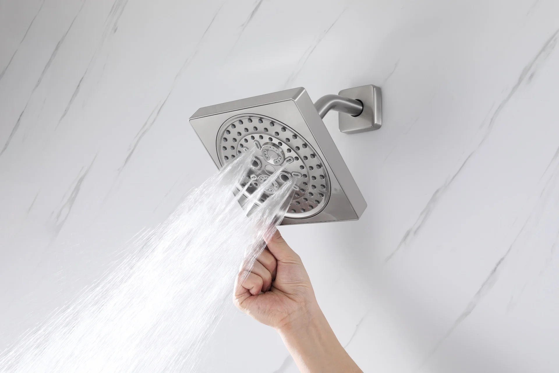 Flush mount 20 inch Rainfall shower head 6 way Digital display thermostatic Shower Faucet with Dual Regular Heads and Body Jets - Image 49
