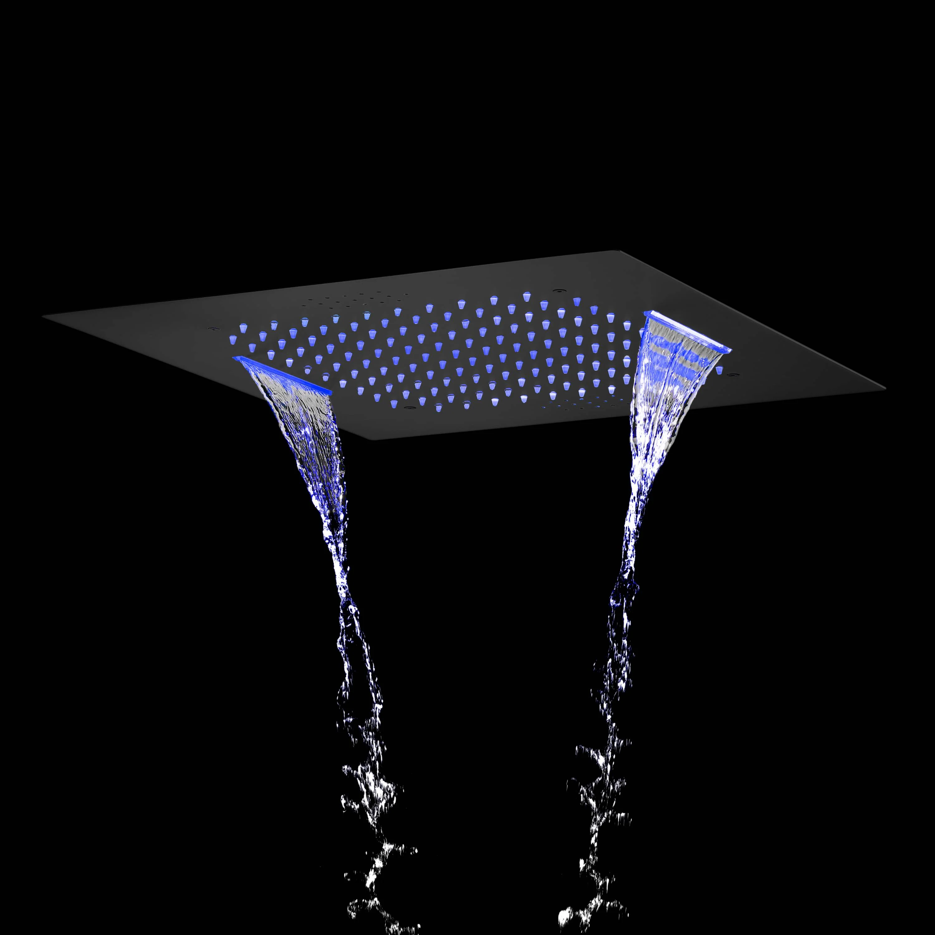 Flush mount 20 inch Rainfall Waterfall shower head 6 way Digital display thermostatic Shower Faucet with Dual Regular Heads and Body Jets - Image 20