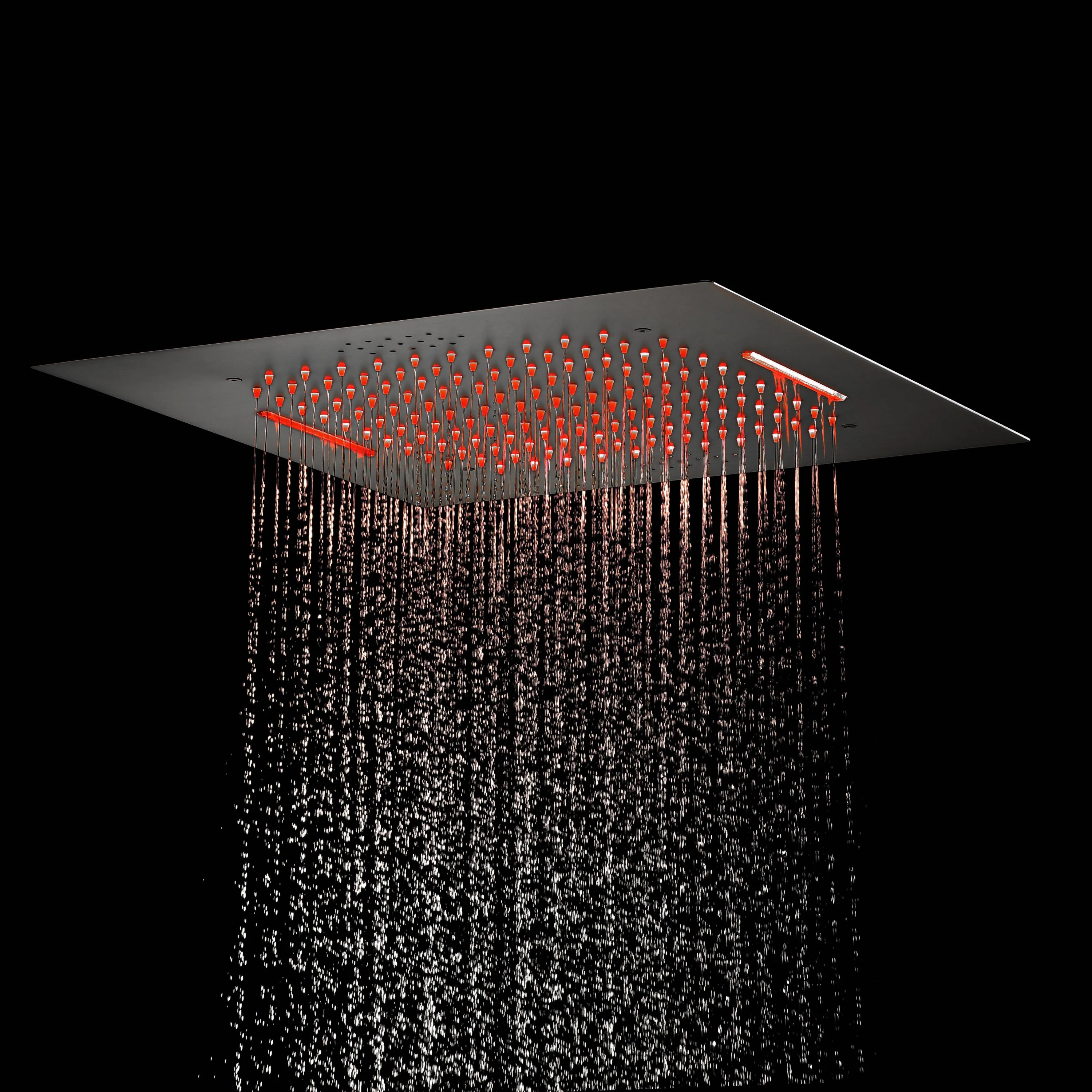 Flush mount 20 inch Rainfall Waterfall shower head 6 way Digital display thermostatic Shower Faucet with Dual Regular Heads and Body Jets - Image 21