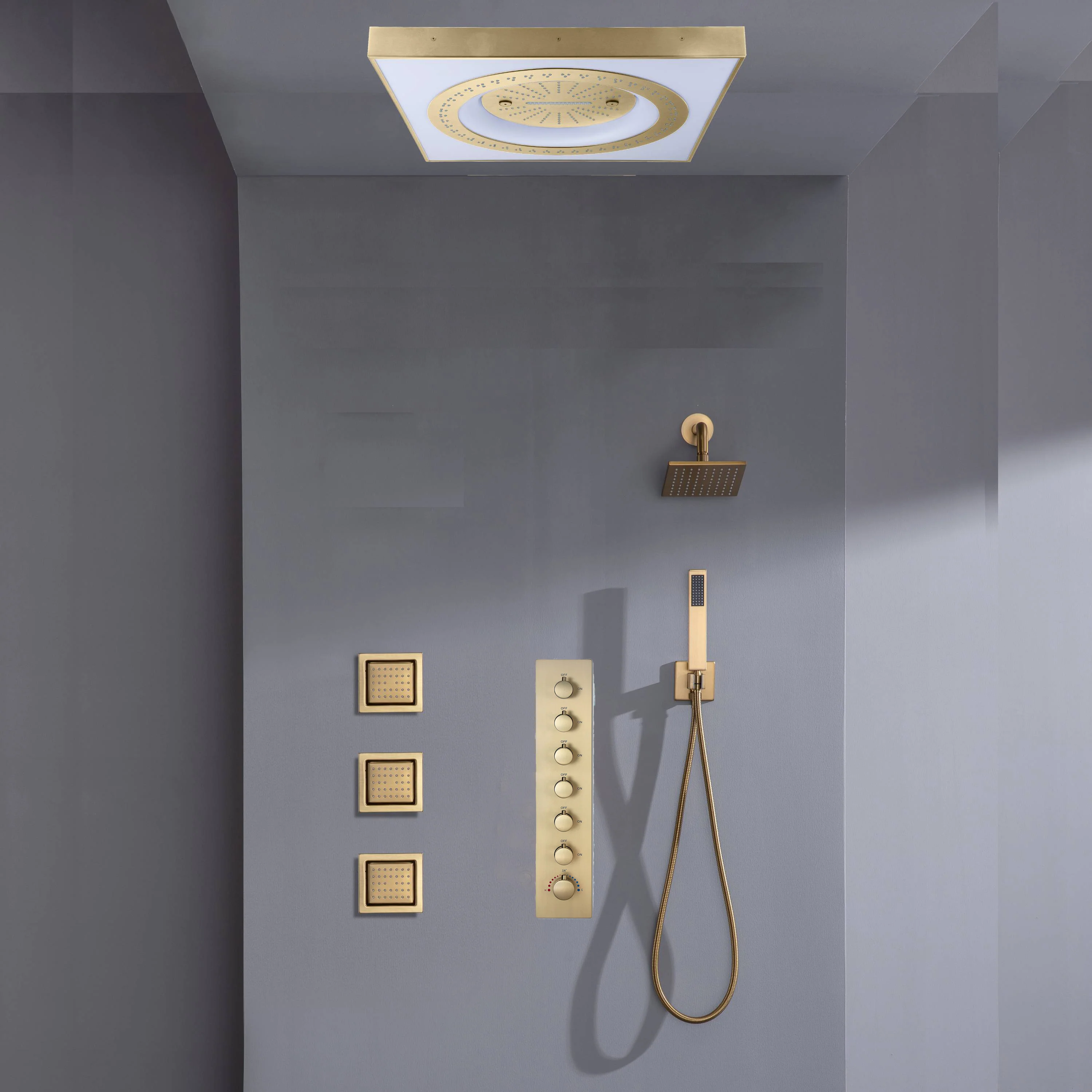 24" Flush Mount Shower Head with 6-Way Digital Faucet, 6" Regular Head, Body Jets - Image 12