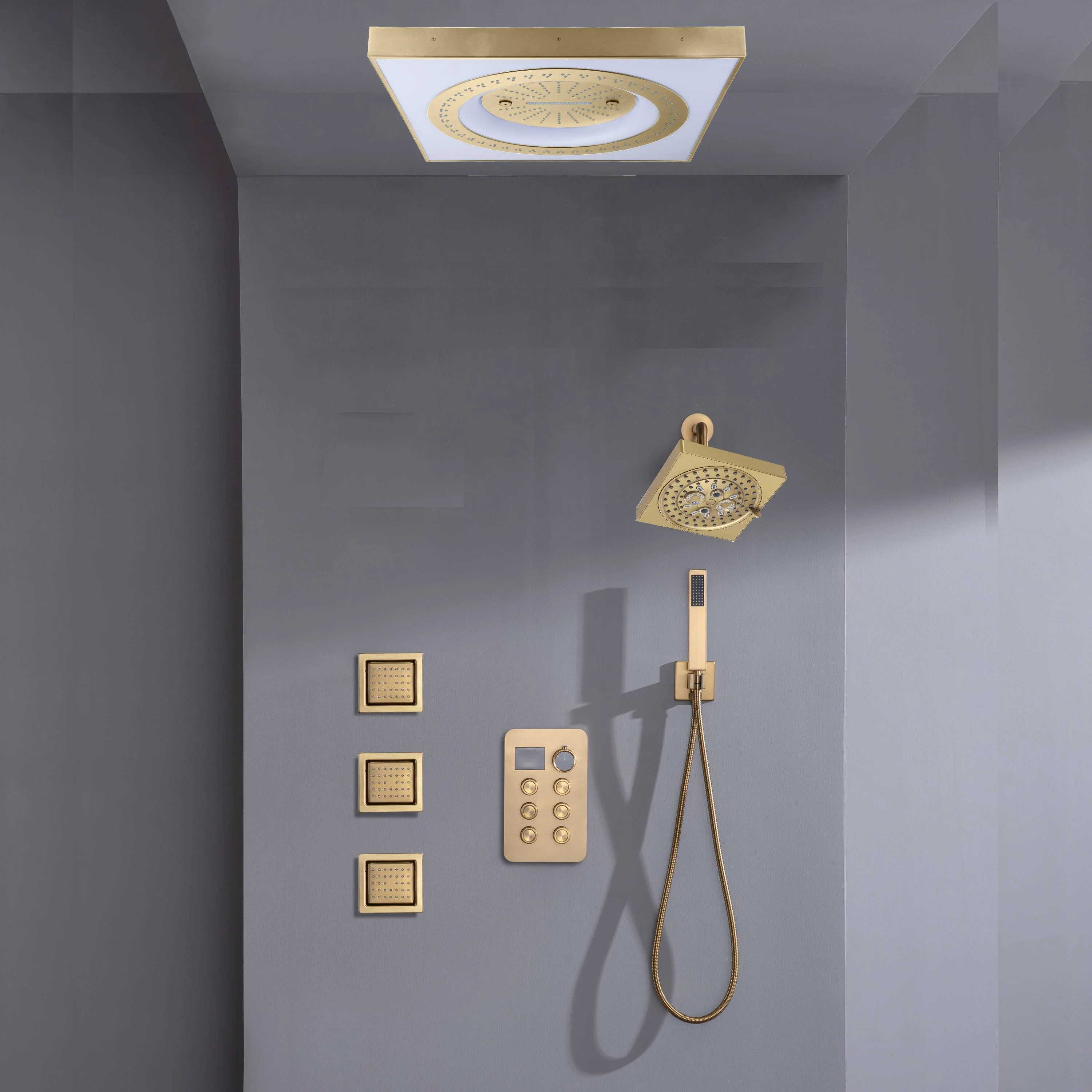 24" Flush Mount Shower Head with 6-Way Digital Faucet, 6" Regular Head, Body Jets - Image 14