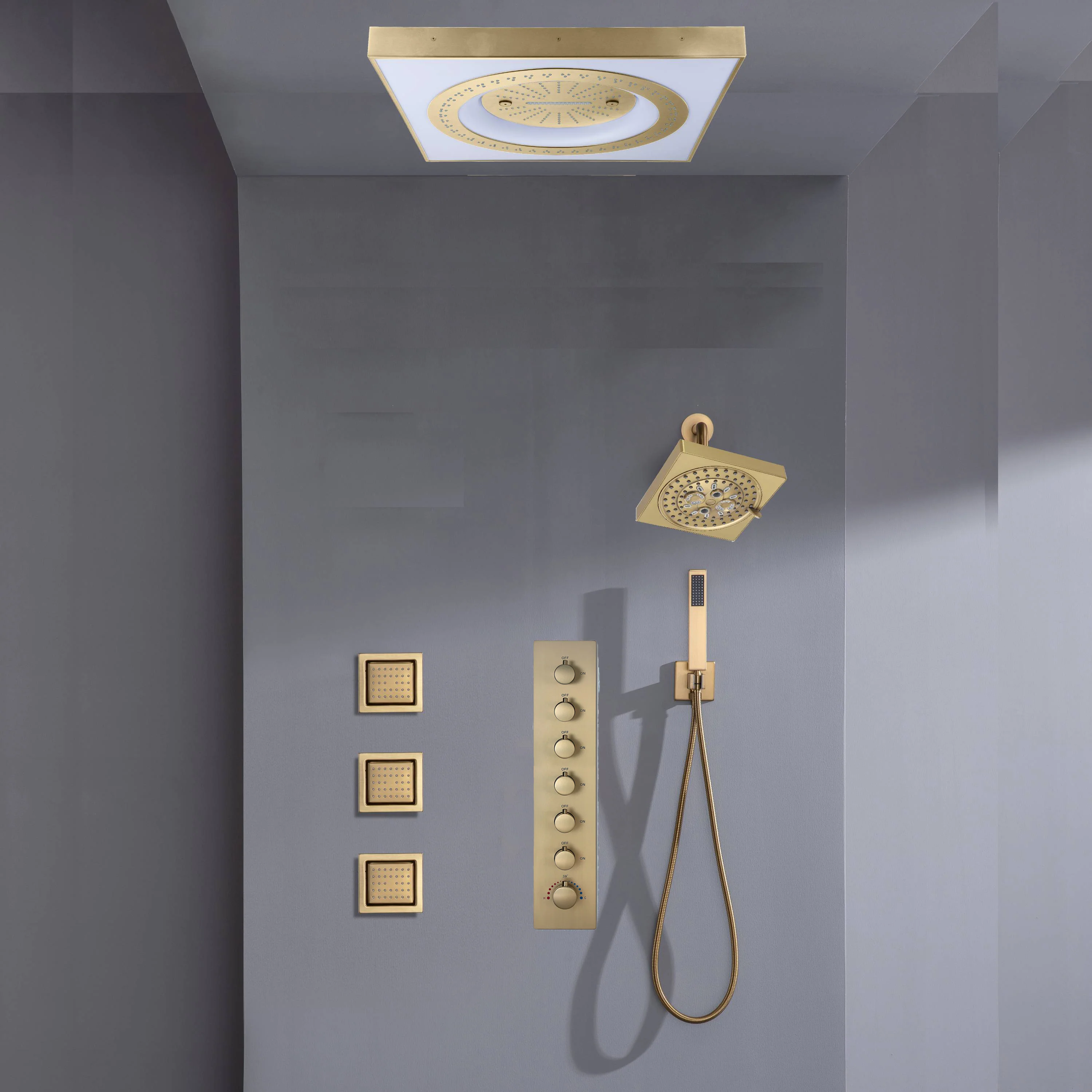 24" Flush Mount Shower Head with 6-Way Digital Faucet, 6" Regular Head, Body Jets - Image 16