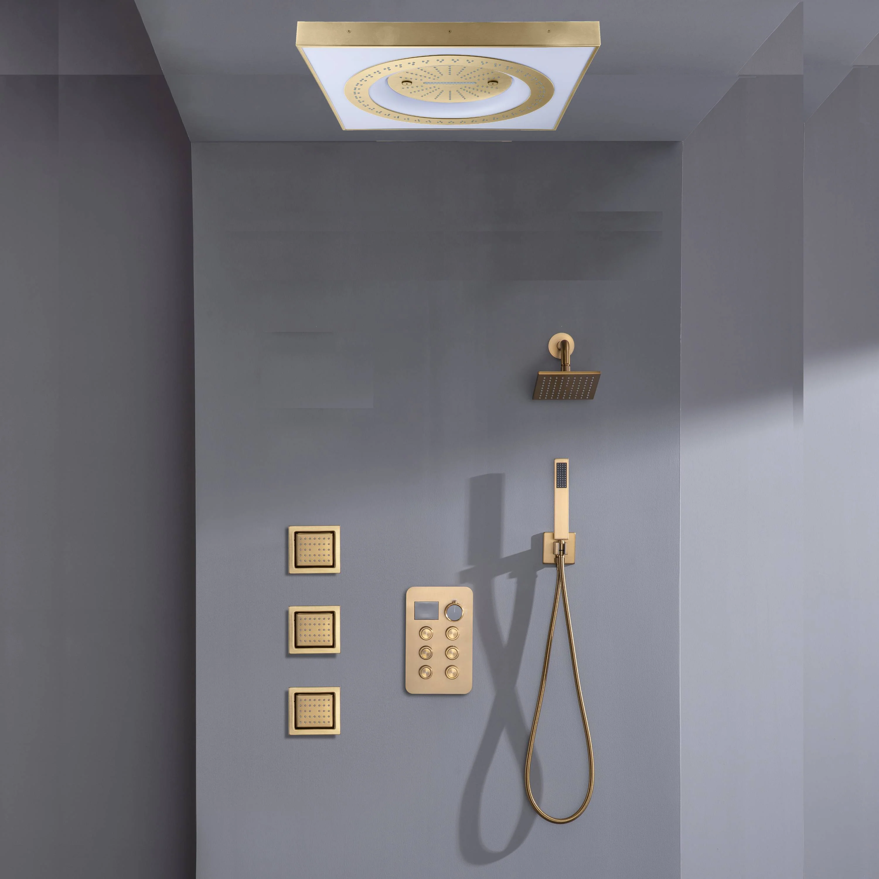 24" Flush Mount Shower Head with 6-Way Digital Faucet, 6" Regular Head, Body Jets - Image 18