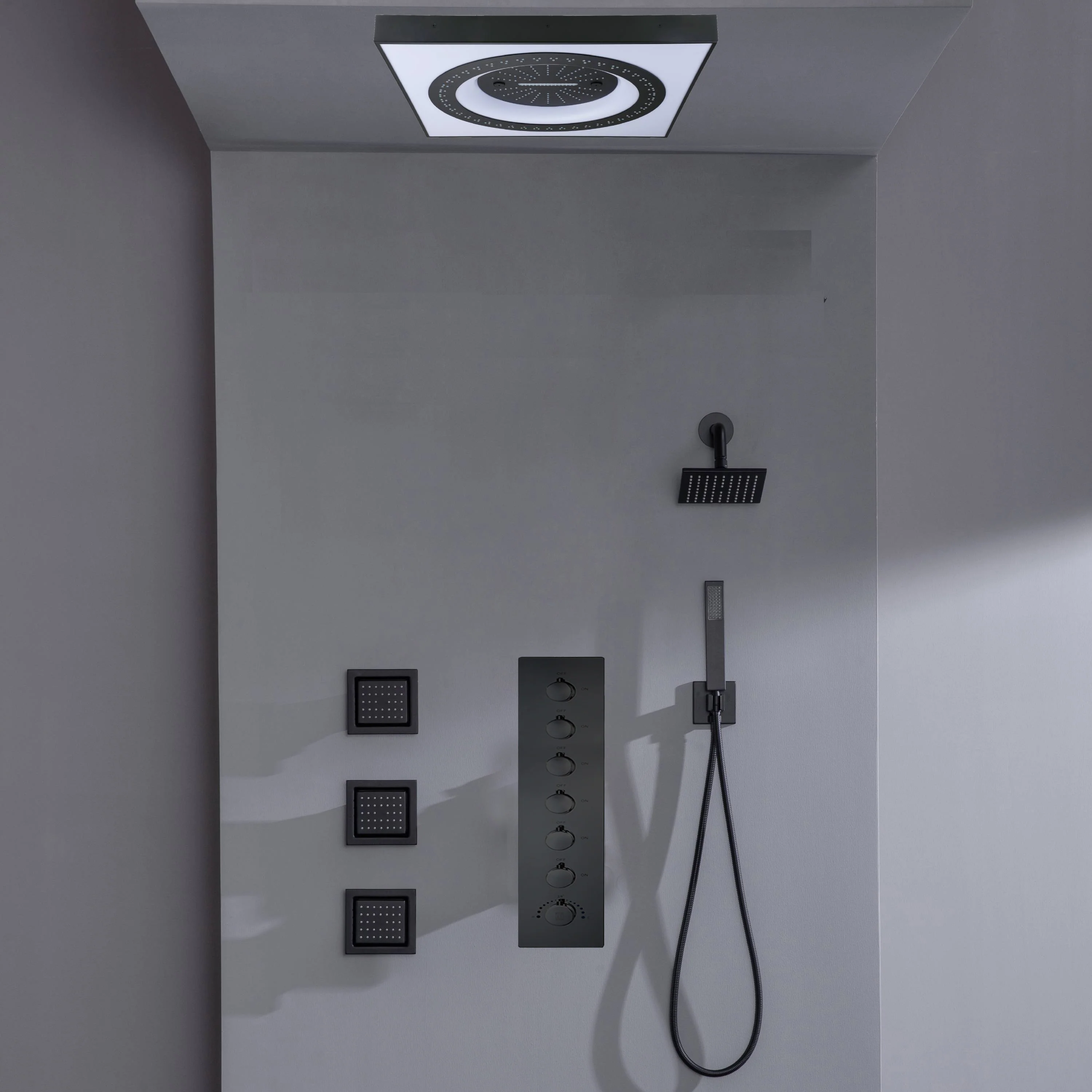 24" Flush Mount Shower Head with 6-Way Digital Faucet, 6" Regular Head, Body Jets - Image 4