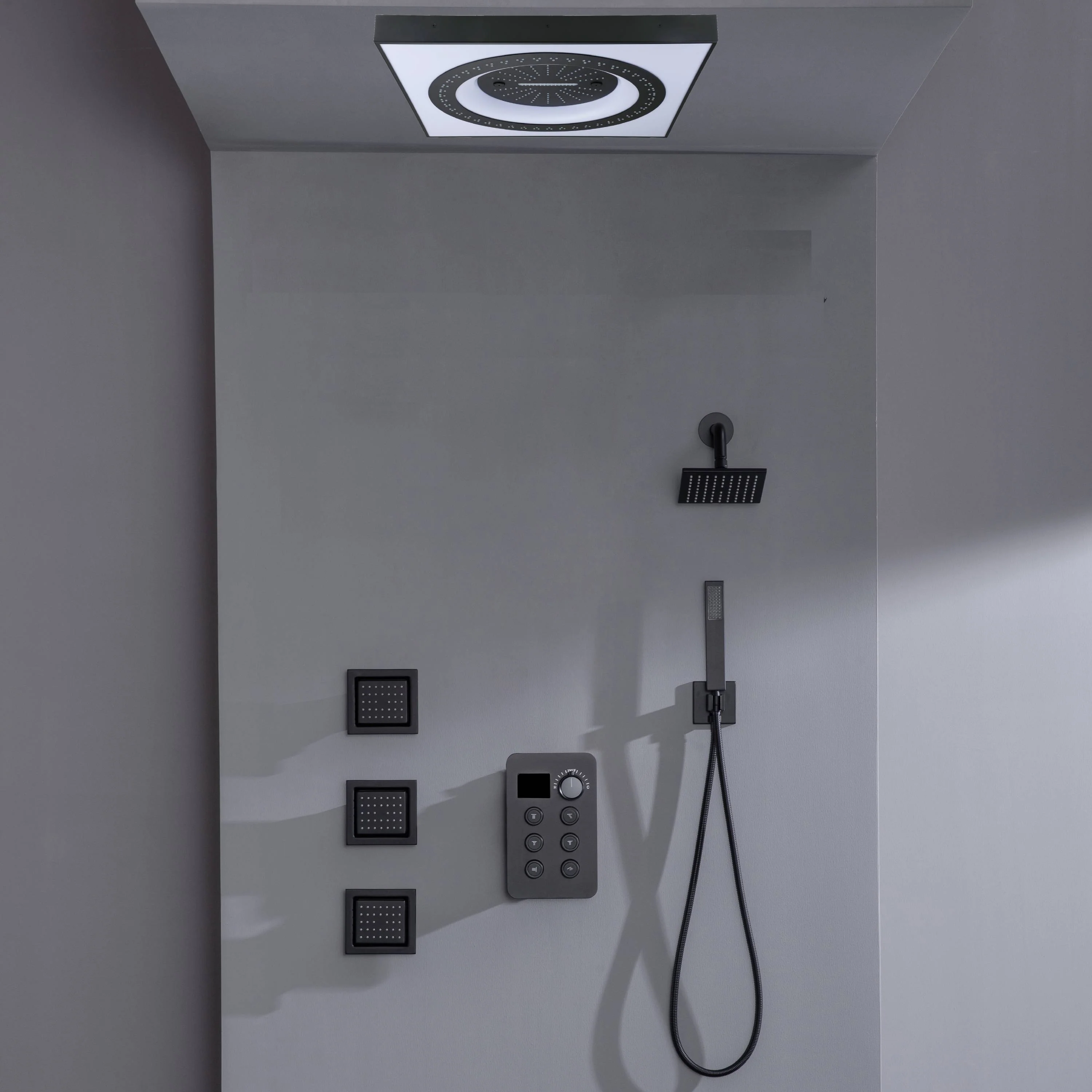 24" Flush Mount Shower Head with 6-Way Digital Faucet, 6" Regular Head, Body Jets - Image 6