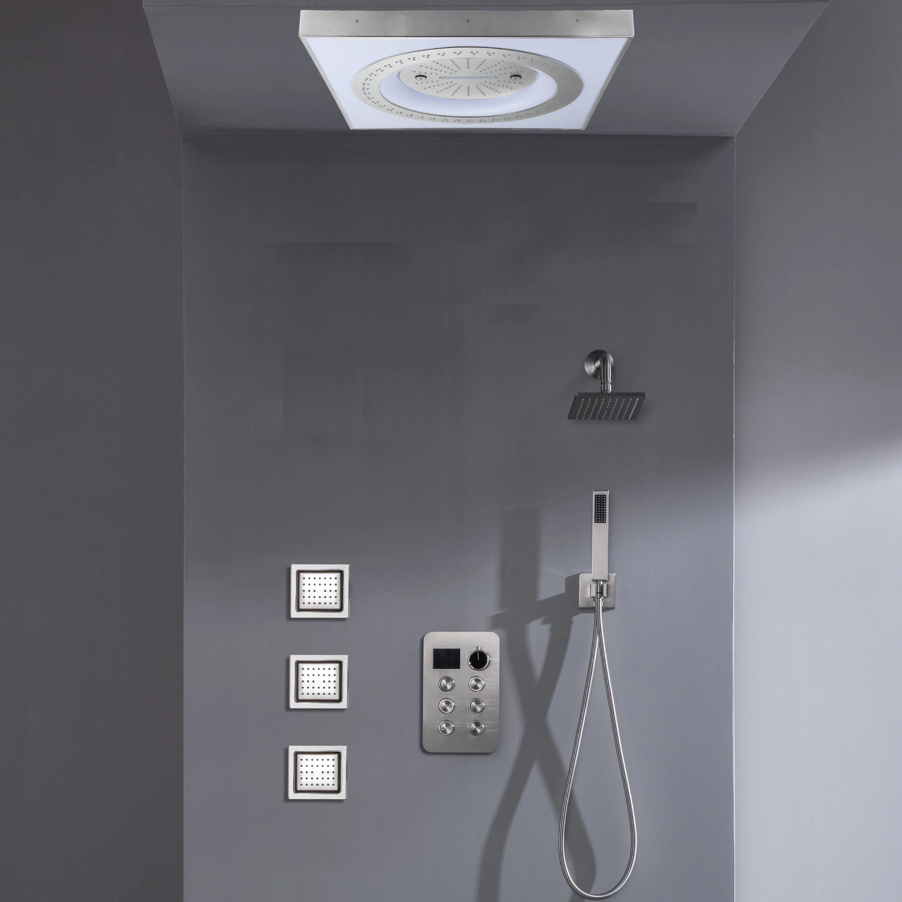 24" Flush Mount Shower Head with 6-Way Digital Faucet, 6" Regular Head, Body Jets - Image 7