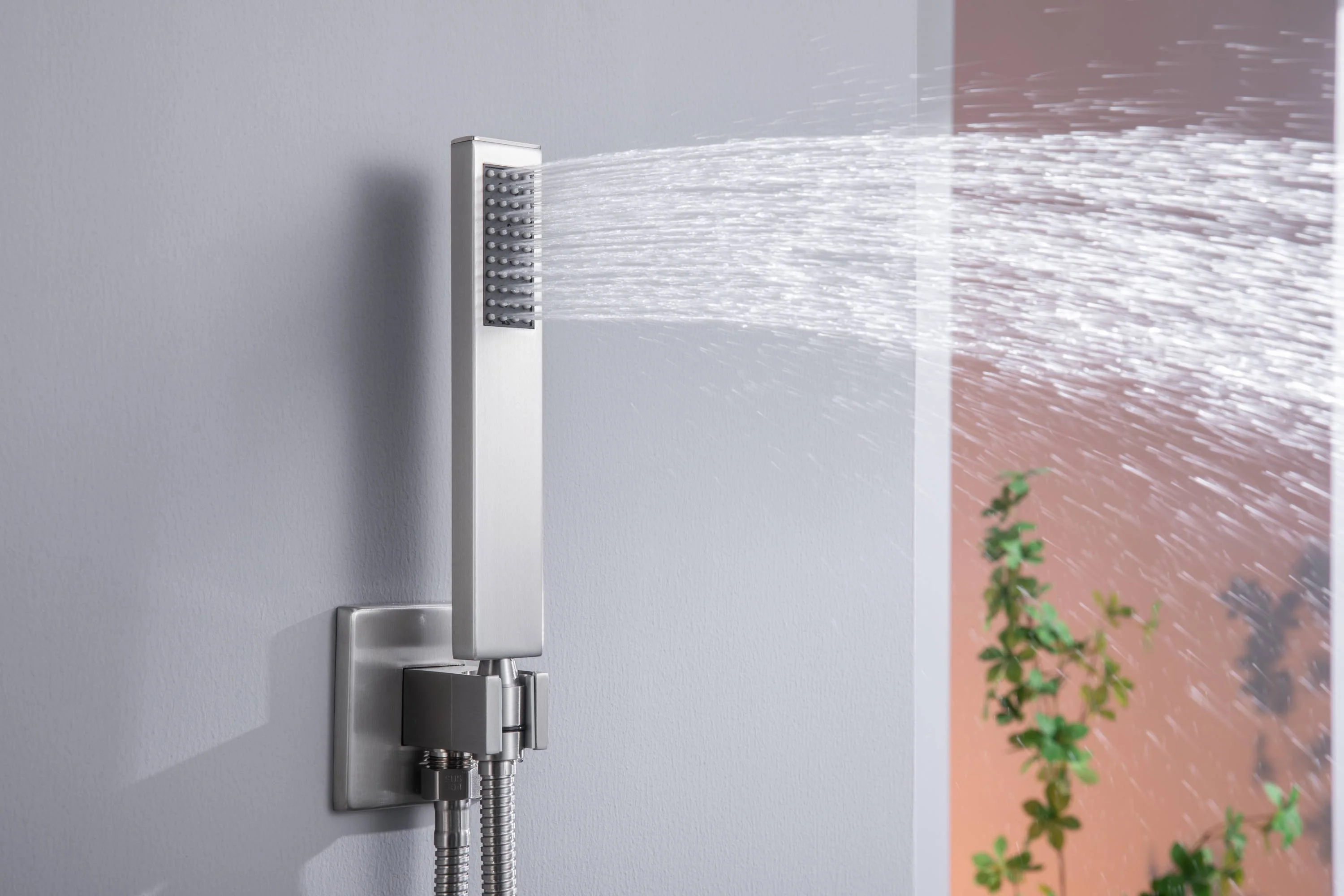 Flush Mount 16 X 16 inch or 32 x 8 inch Rainfall  64 LED Light Shower Head with 6-Way Thermostatic Faucet, Body Jets, and High-Pressure Dual Regular Heads - Image 10