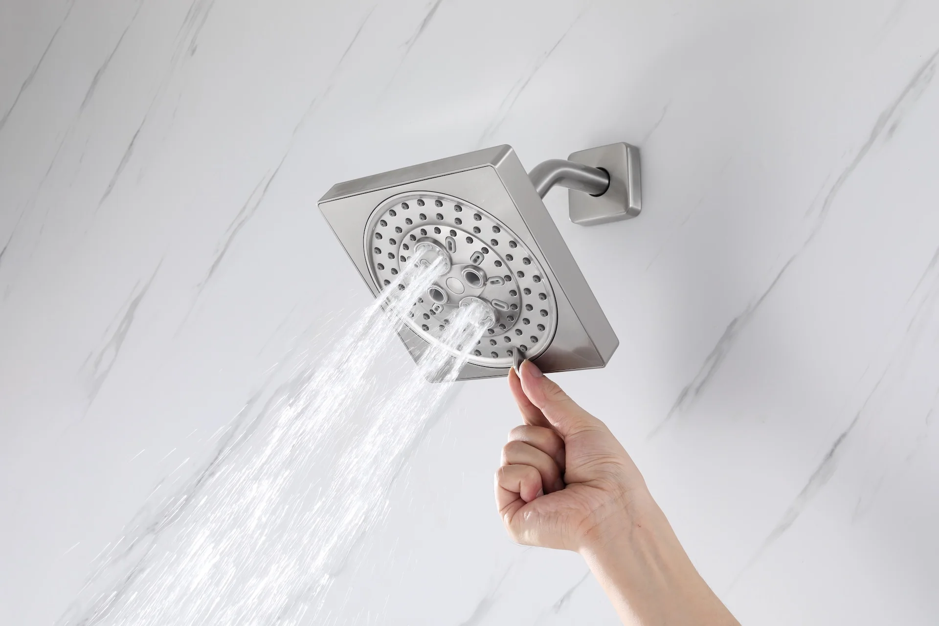 Flush Mount 32 x 8 inch Rainfall 64 LED Light Shower Head with 6-Way Thermostatic Faucet and High-Pressure Regular Heads - Image 25