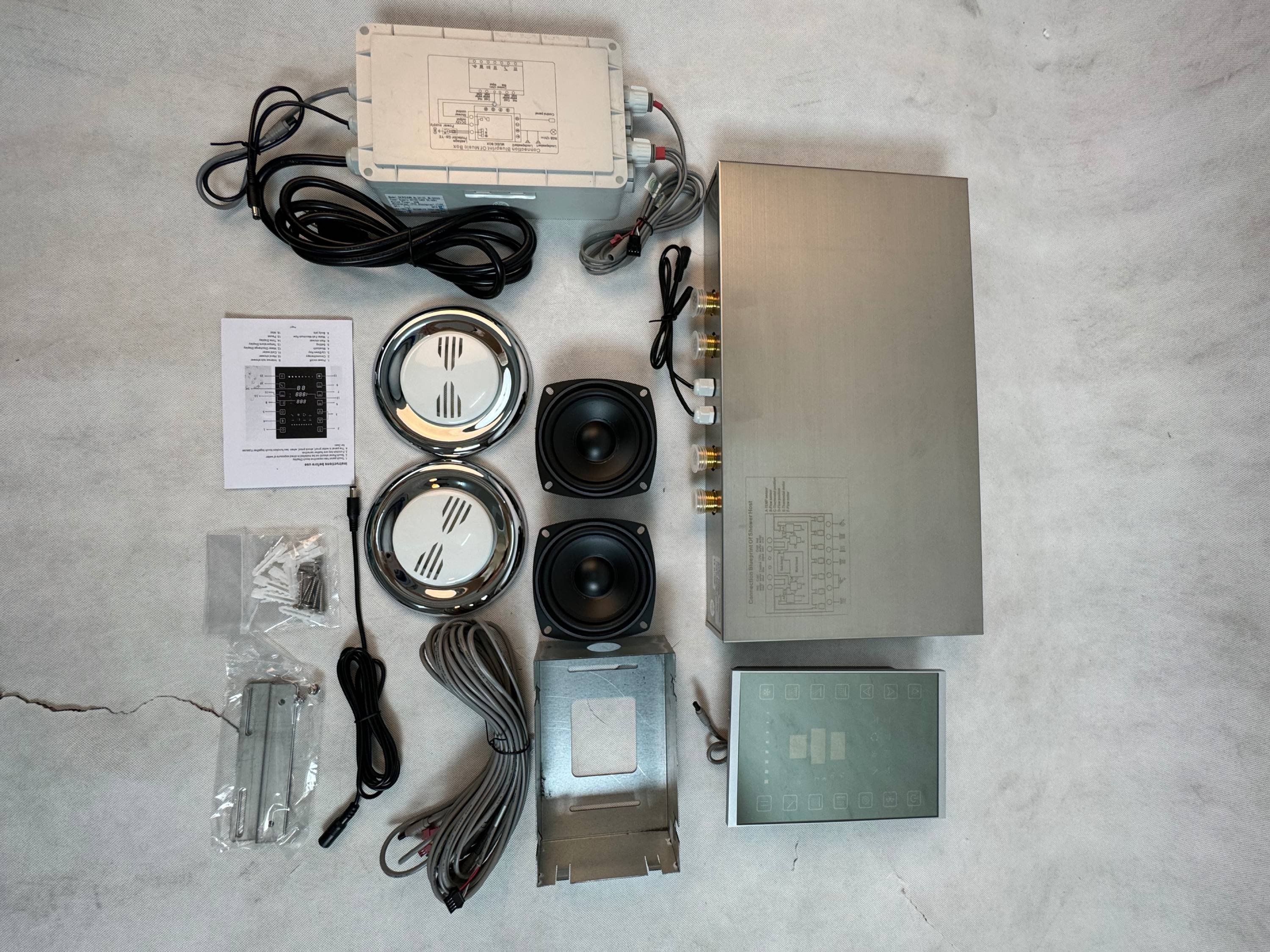 Flush Mount 32 x 8 inch Rainfall 64 LED Light Shower Head with 6-Way Digital display touch panel Thermostatic Faucet and High-Pressure Regular Heads - Image 43