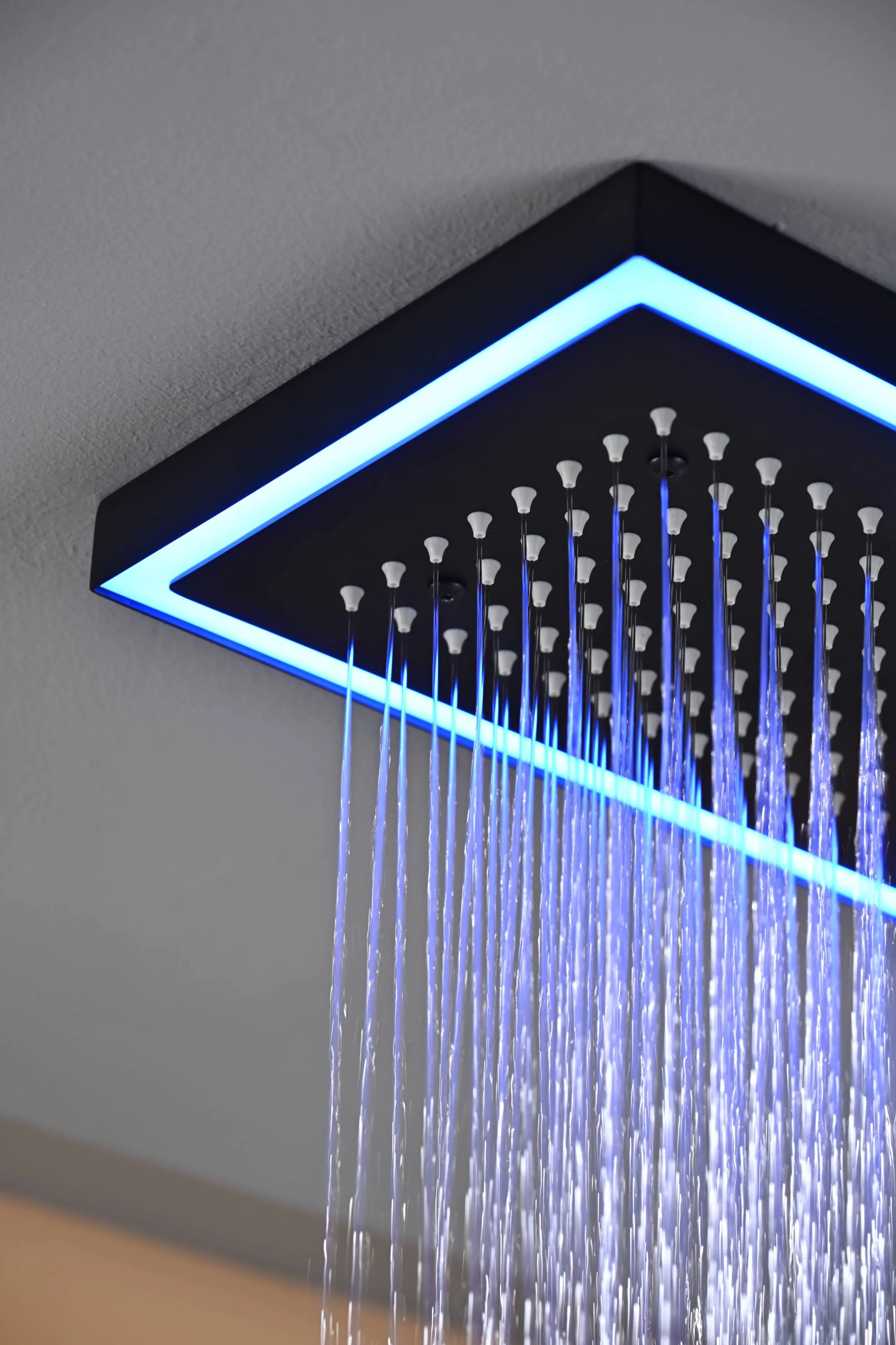 Flush Mount 24 X 16 inch or 48 x 8 inch Rainfall Waterfall 64 LED Light Shower Head with 6-Way Thermostatic Faucet and High-Pressure Wall Mount Regular Shower Head - Image 37