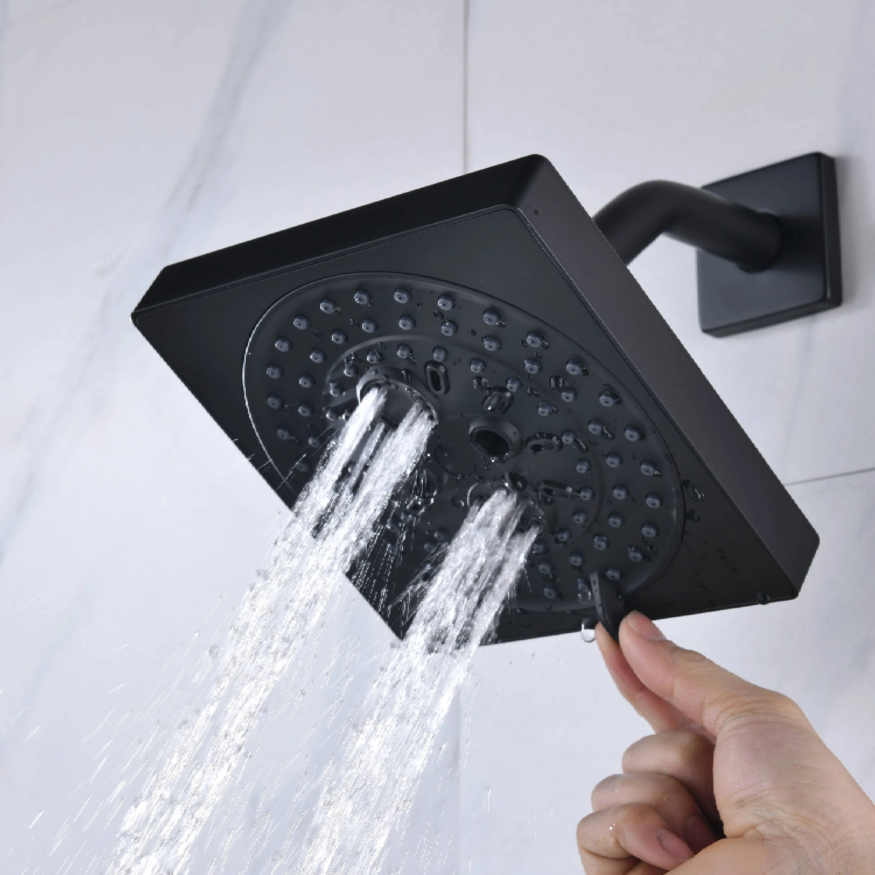 Flush Mount Shower Faucet Set with 4-Way Digital Thermostatic Control, 64-Color LED Lights - Image 11