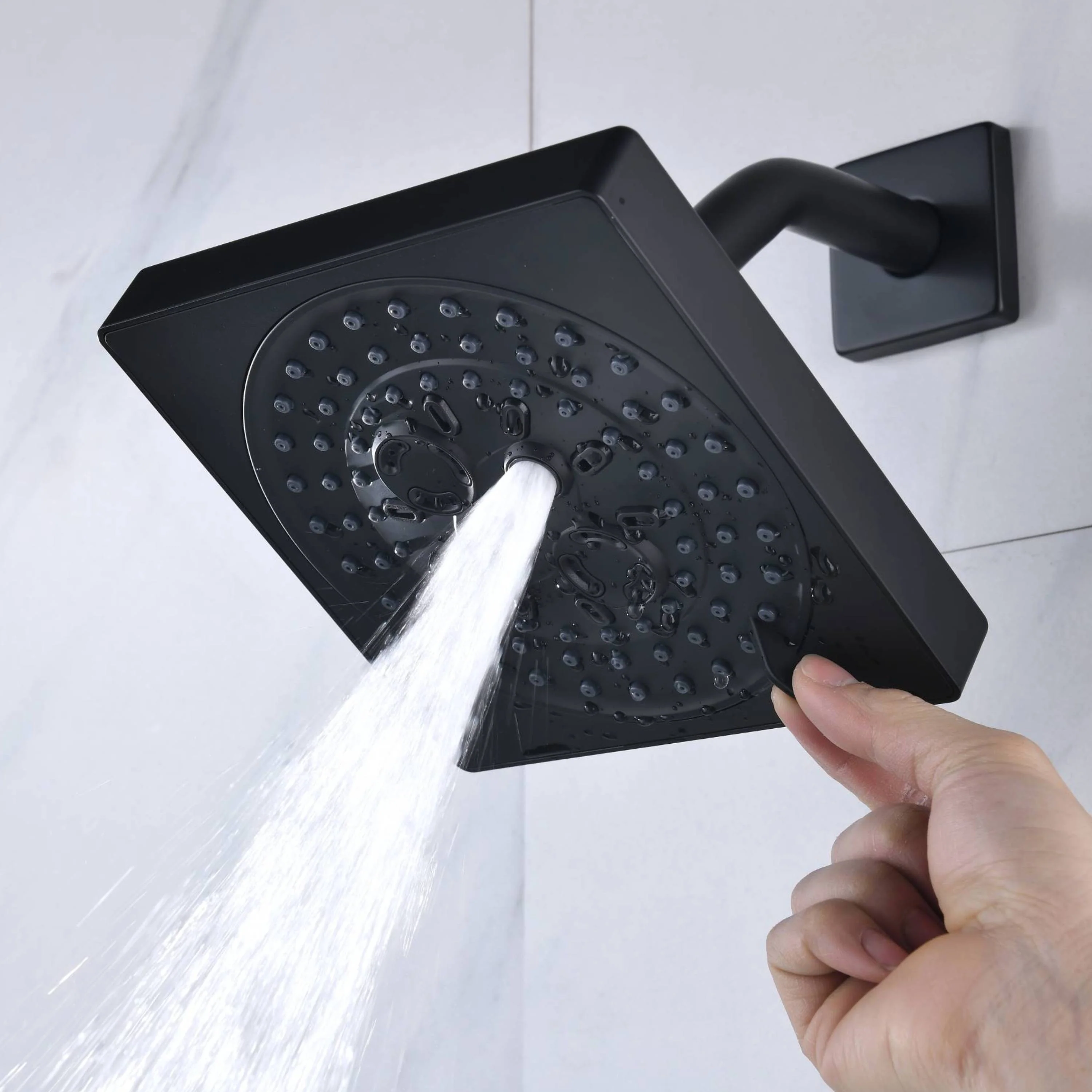 Flush Mount Shower Faucet Set with 4-Way Digital Thermostatic Control, 64-Color LED Lights - Image 10