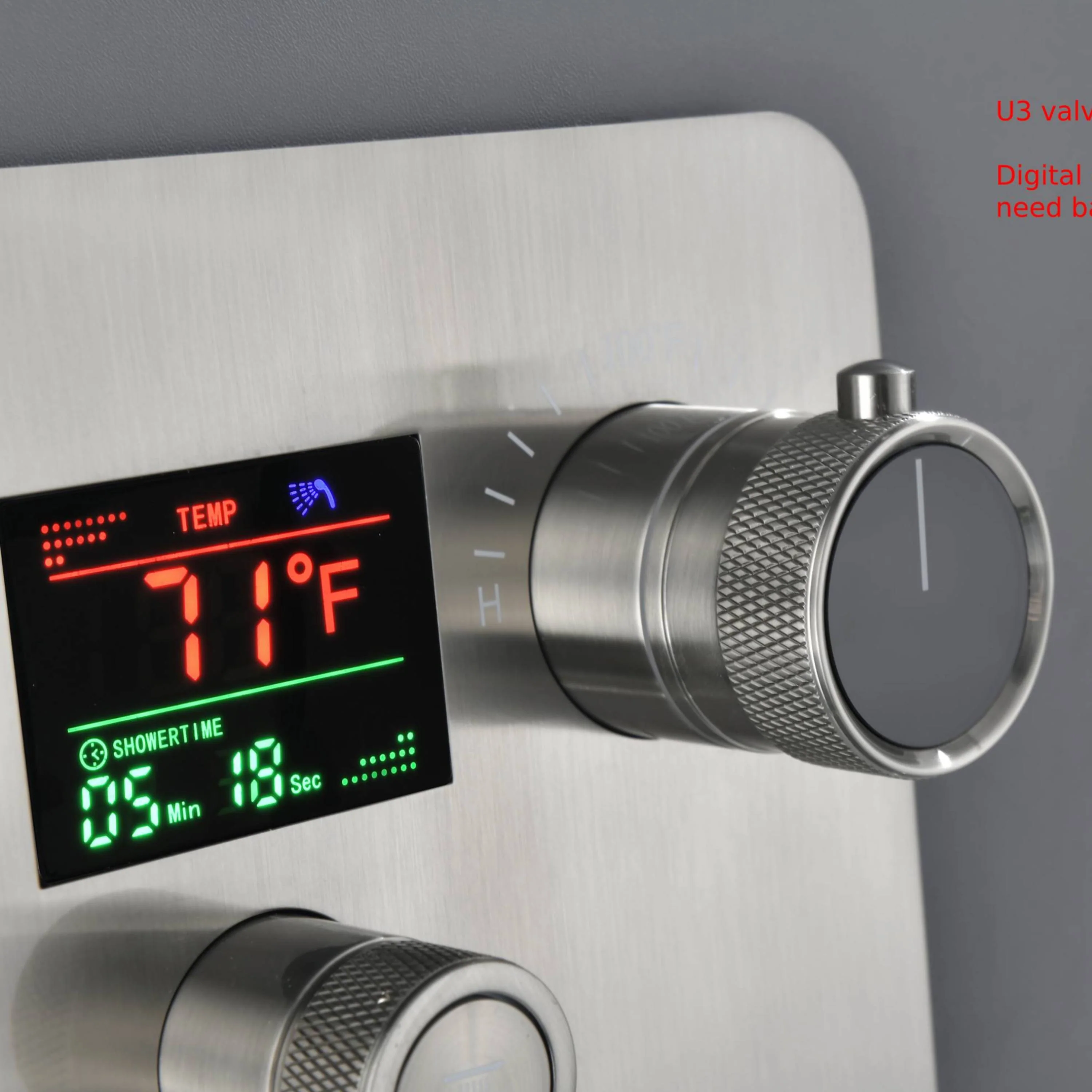 Flush Mount Shower Faucet Set with 4-Way Digital Thermostatic Control, 64-Color LED Lights - Image 7