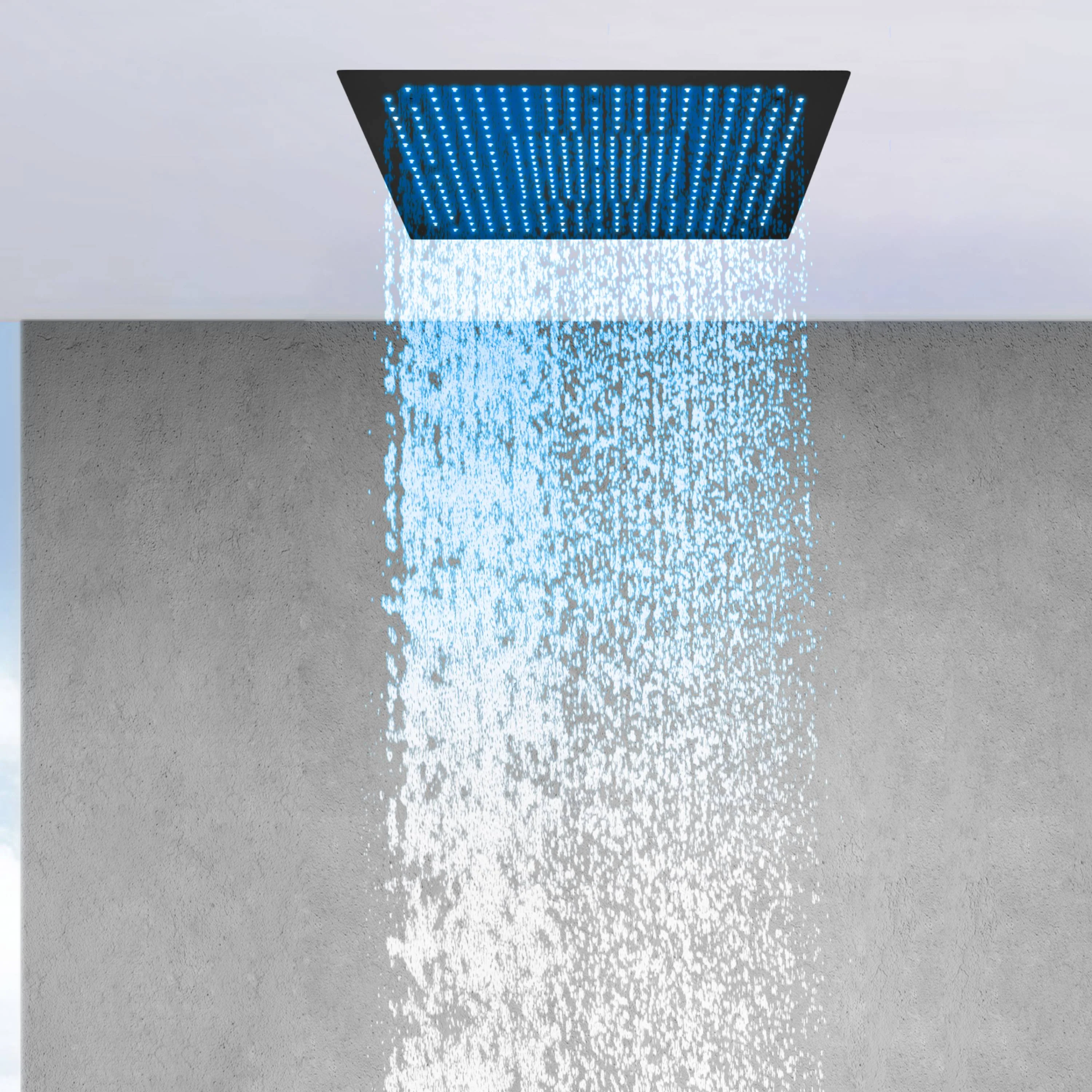 16" Flush Mounted Ceiling Rain Shower Head: Brushed Nickel, Gold, or Matte Black with 64 LED Lights - Image 3