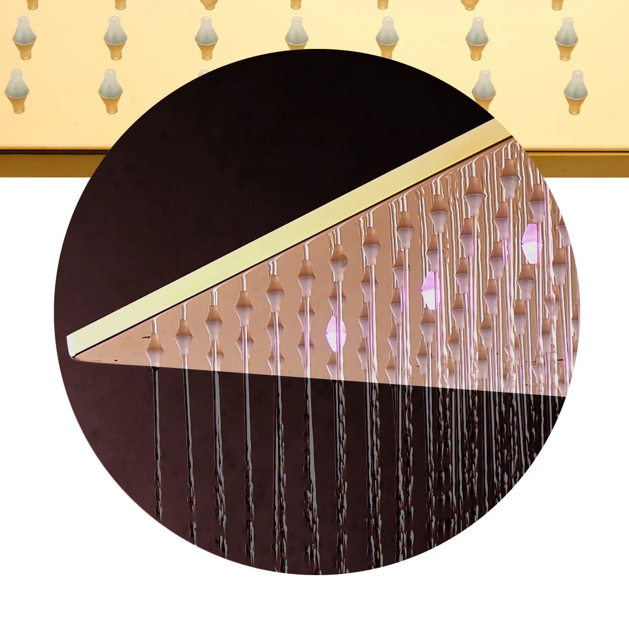 Polished Gold 12 or 16-Inch Square LED Light Rainfall Shower Head Overhead Sprayer (Shower Arm Not Included) - Image 5