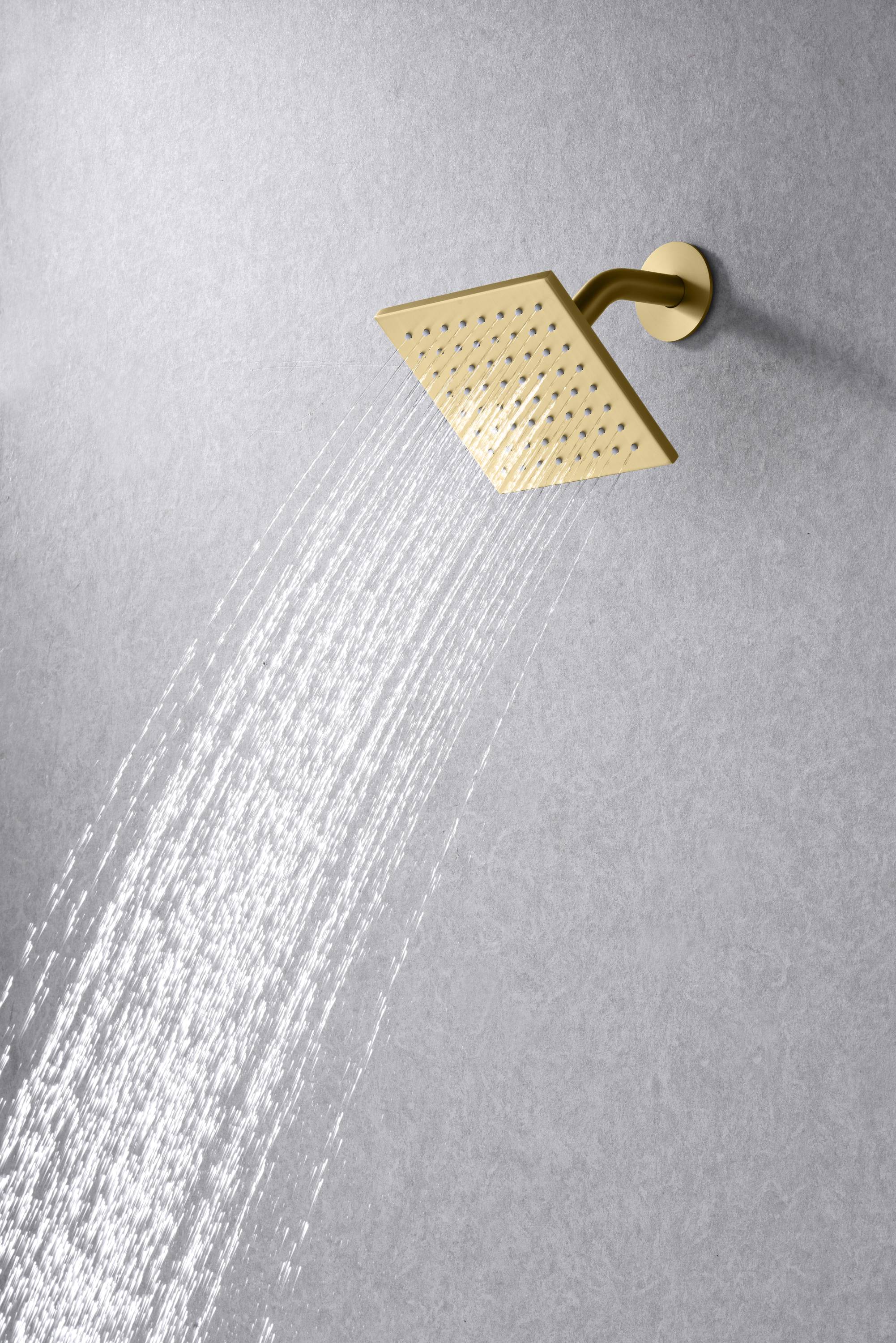 Brushed gold Ceiling mount rainfall shower head 3 way Thermostatic Shower system with 6 inch high water pressure shower head wall mount - Image 8
