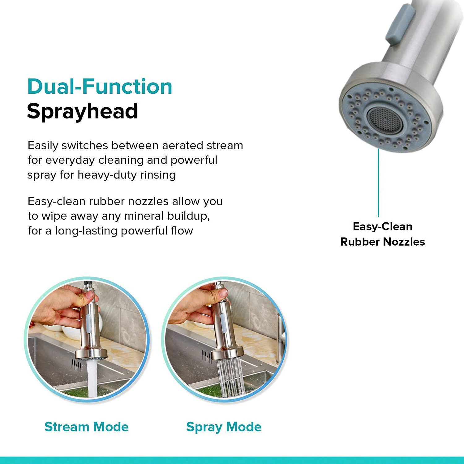 Brushed Nickel Pull Out Spray Spring Kitchen Sink Tap Single Lever Mixer Faucet - Image 3