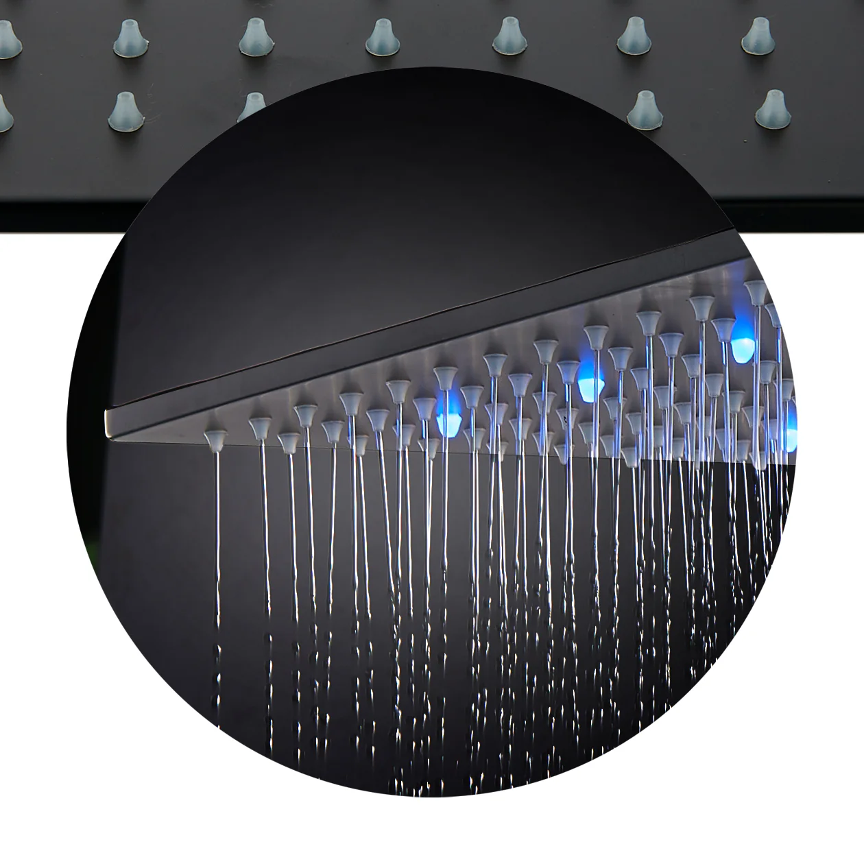 Ceiling mount 12-Inch or 16-Inch Matte Black Rain Showers with 3-Way Anti-Scald Digital Display Valve, Trim, and Tub Spout - Image 7
