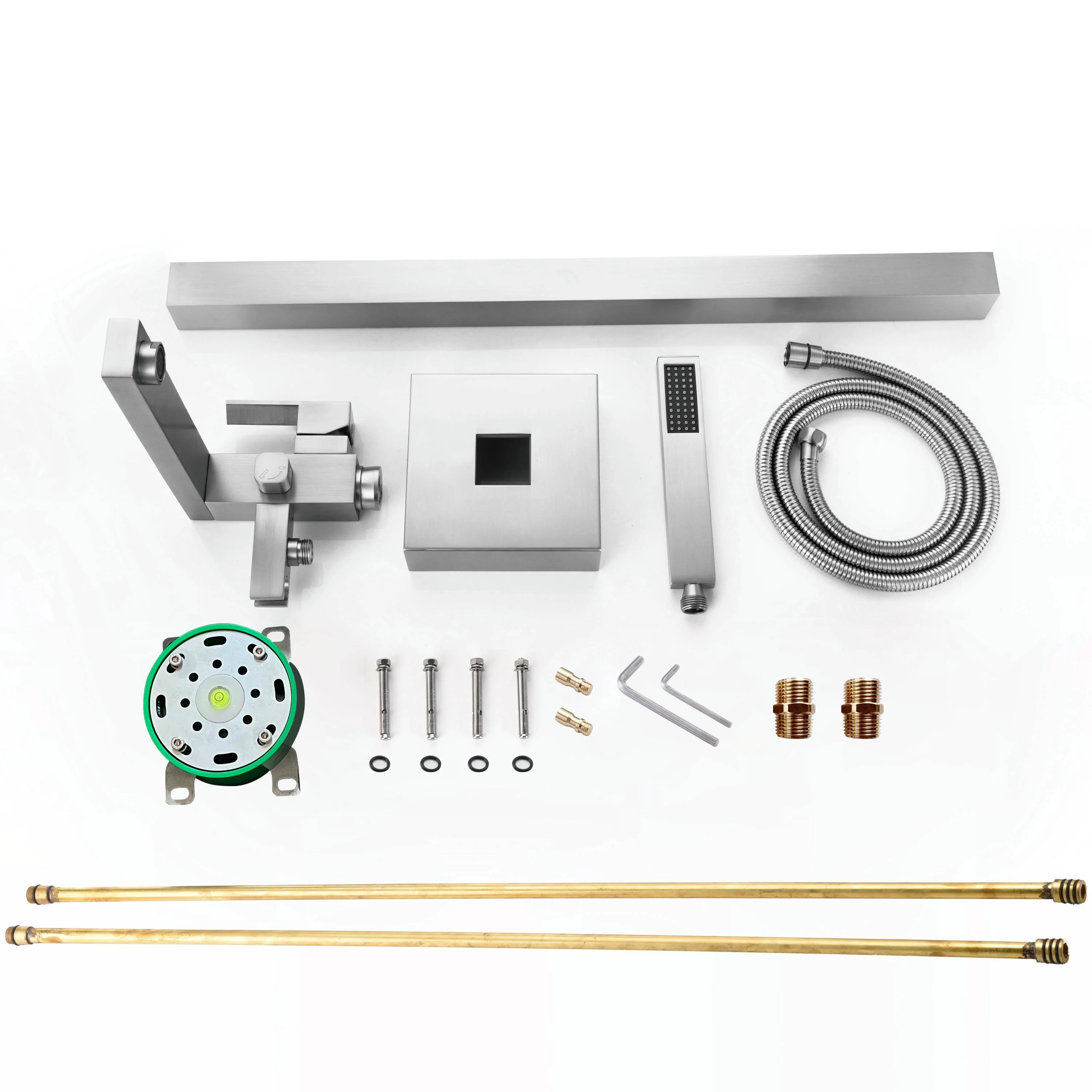 Brushed Nickel Waterfall Floor Mount Freestanding Bathtub Faucet Tub Filler - Image 4
