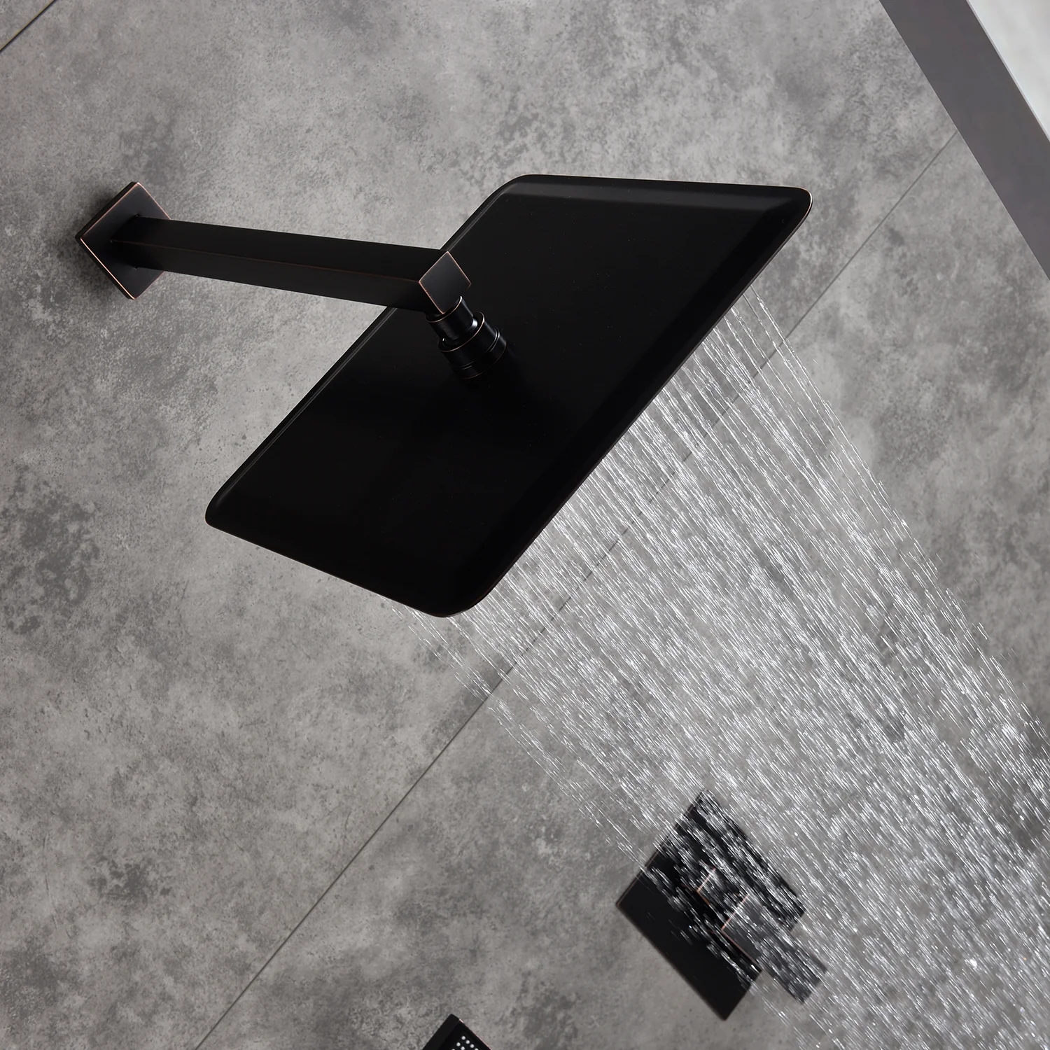 Oil Rubbered Bronze 12-Inch Wall-Mounted Rainfall Shower Faucet System with LED Option, Hand Shower Included - Image 5