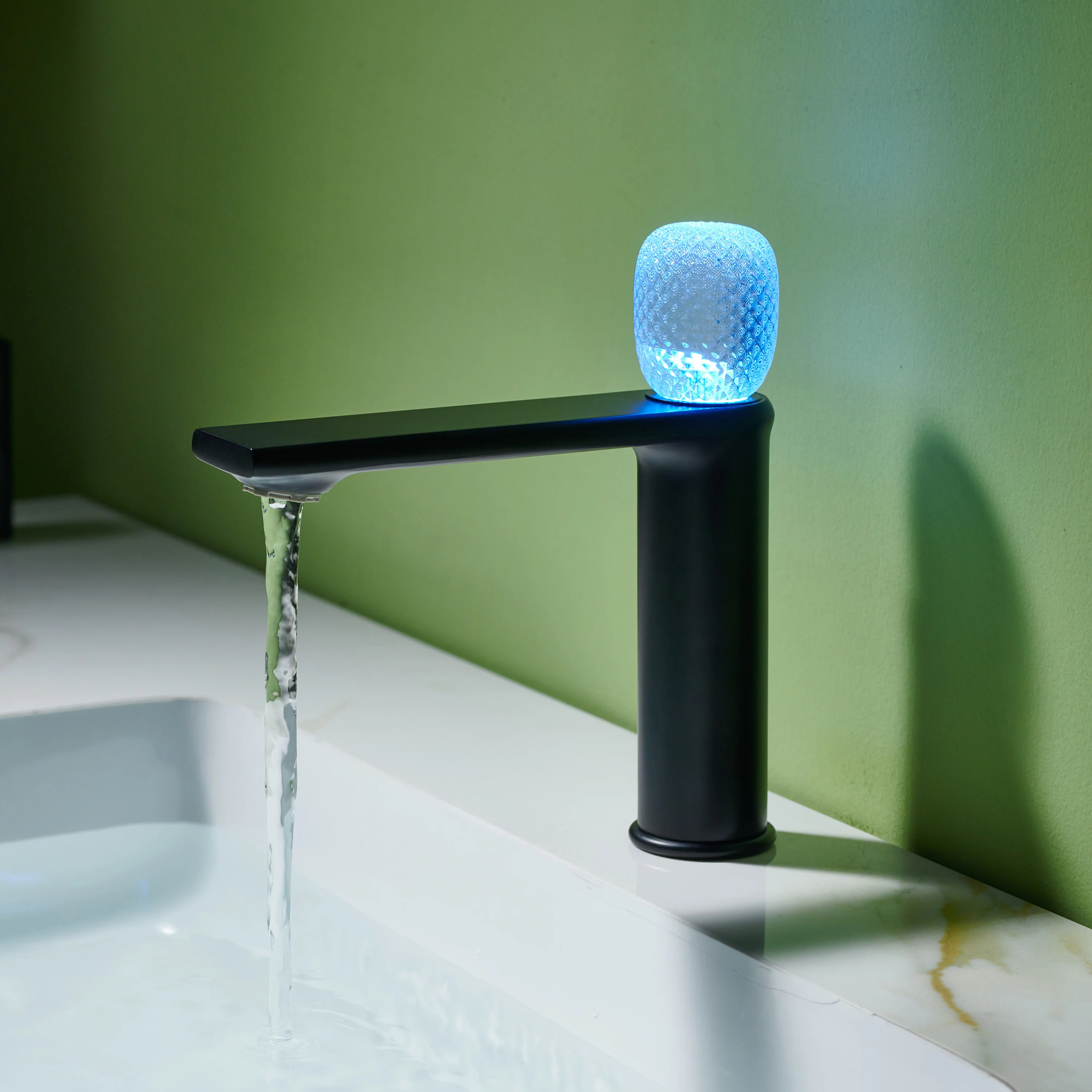 Lumina crystal Single Handle Single Hole Bathroom Sink Faucet with Pop up drain overflow - Image 16