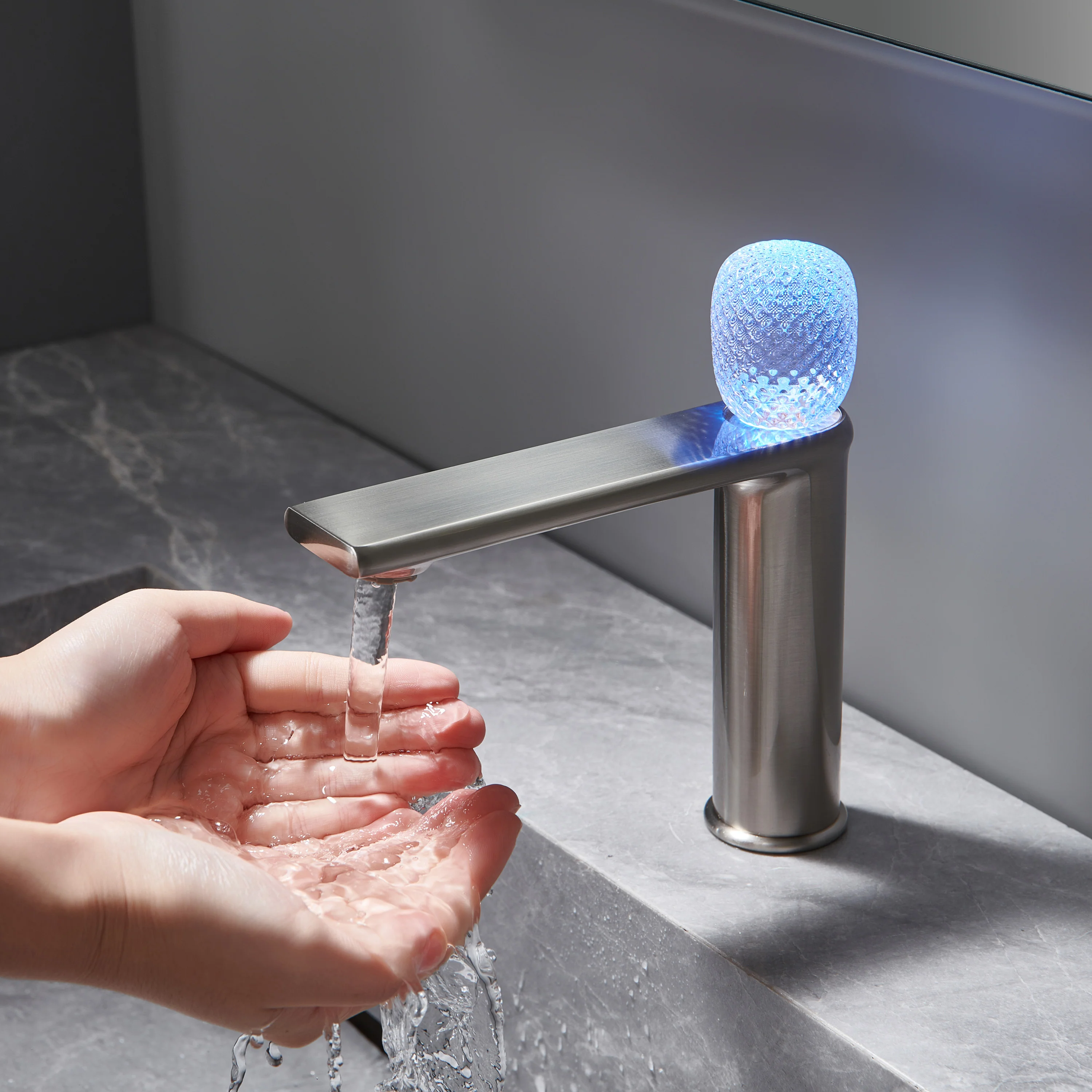 Lumina crystal Single Handle Single Hole Bathroom Sink Faucet with Pop up drain overflow - Image 3