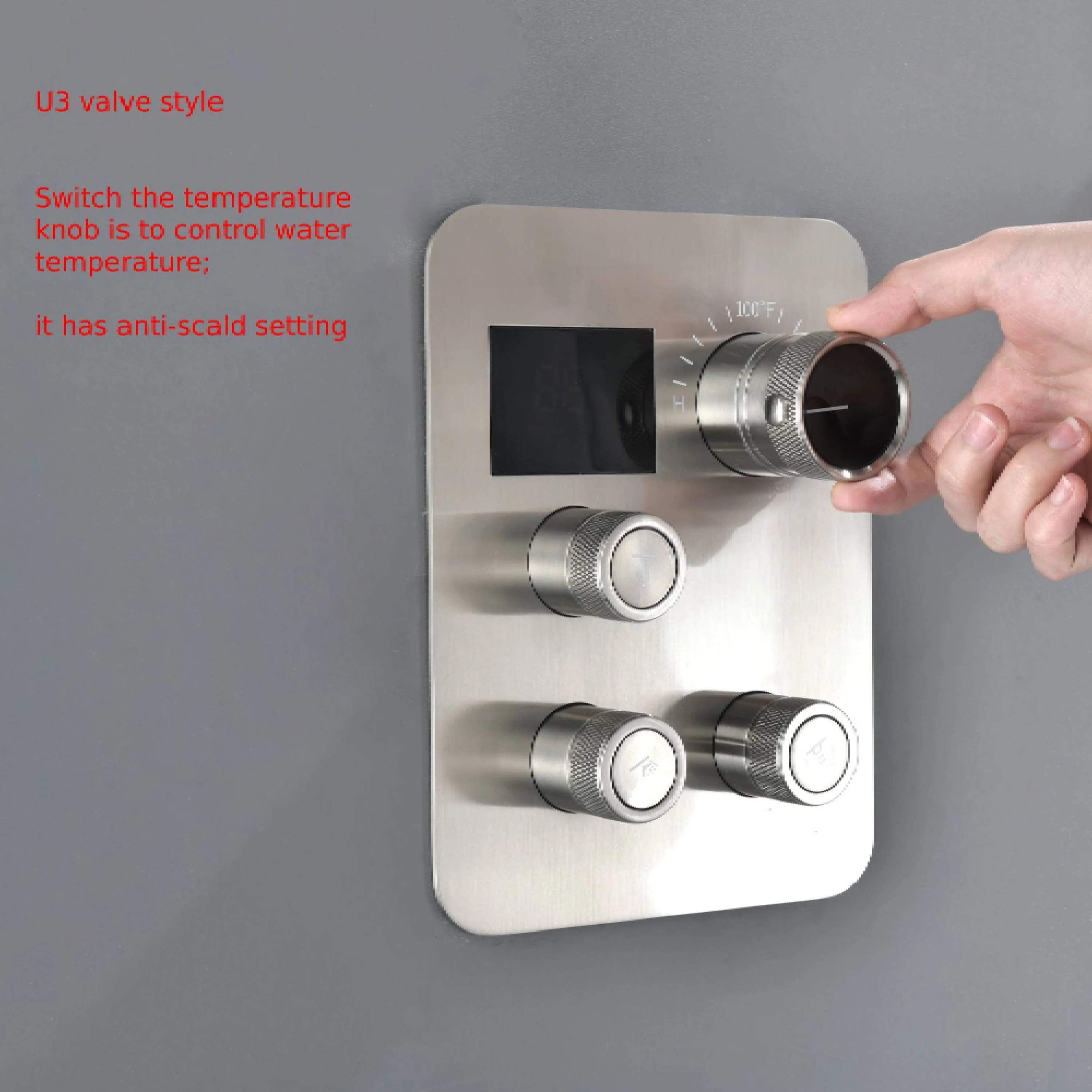 Flush Mount Shower Faucet Set with 3-Way Digital Thermostatic Control, 64-Color LED Lights - Image 8