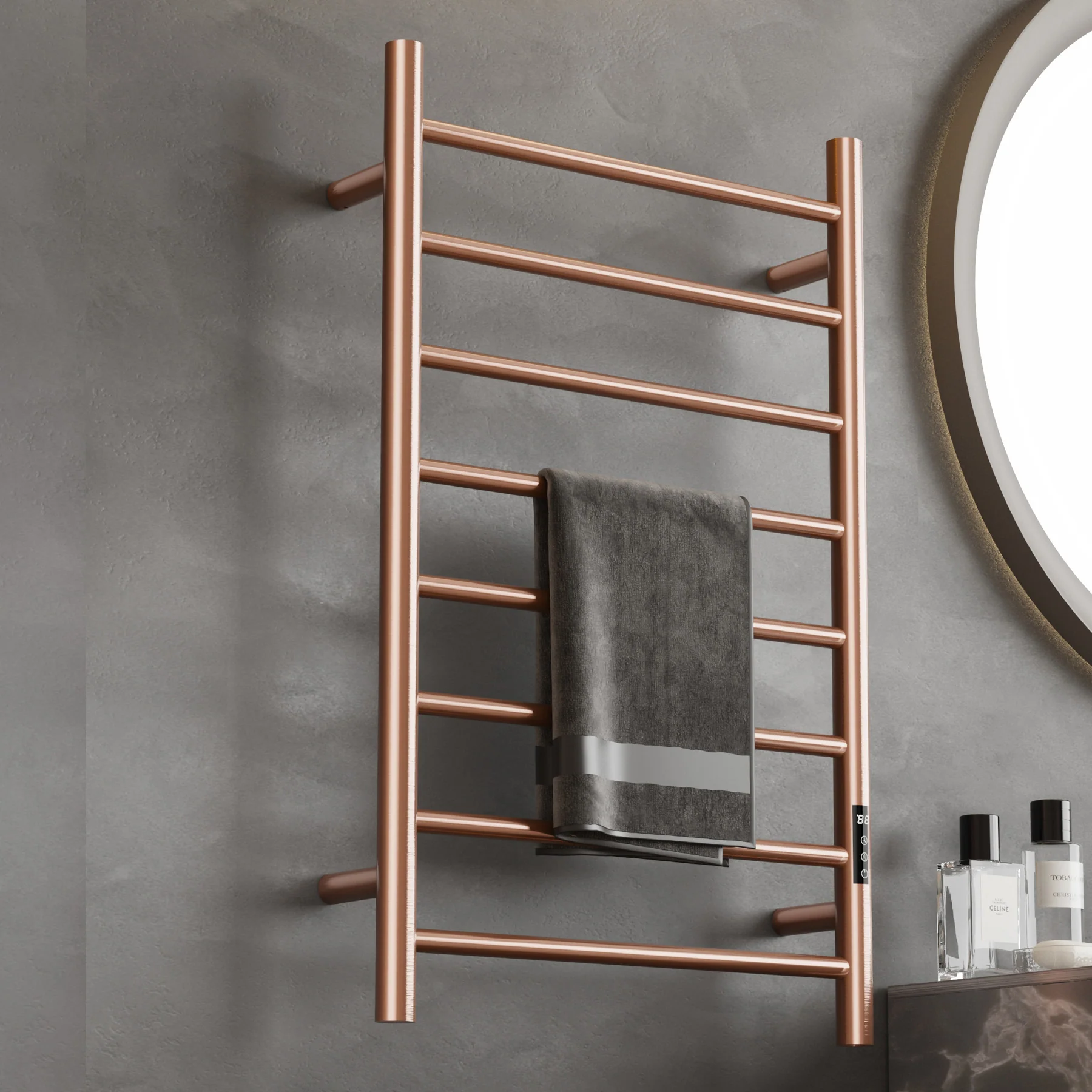 21-5/8"W x 31-1/2 "H 120 V Plug-In Stainless Steel Towel Warmer with temperature Display and 8 Bars - Image 4