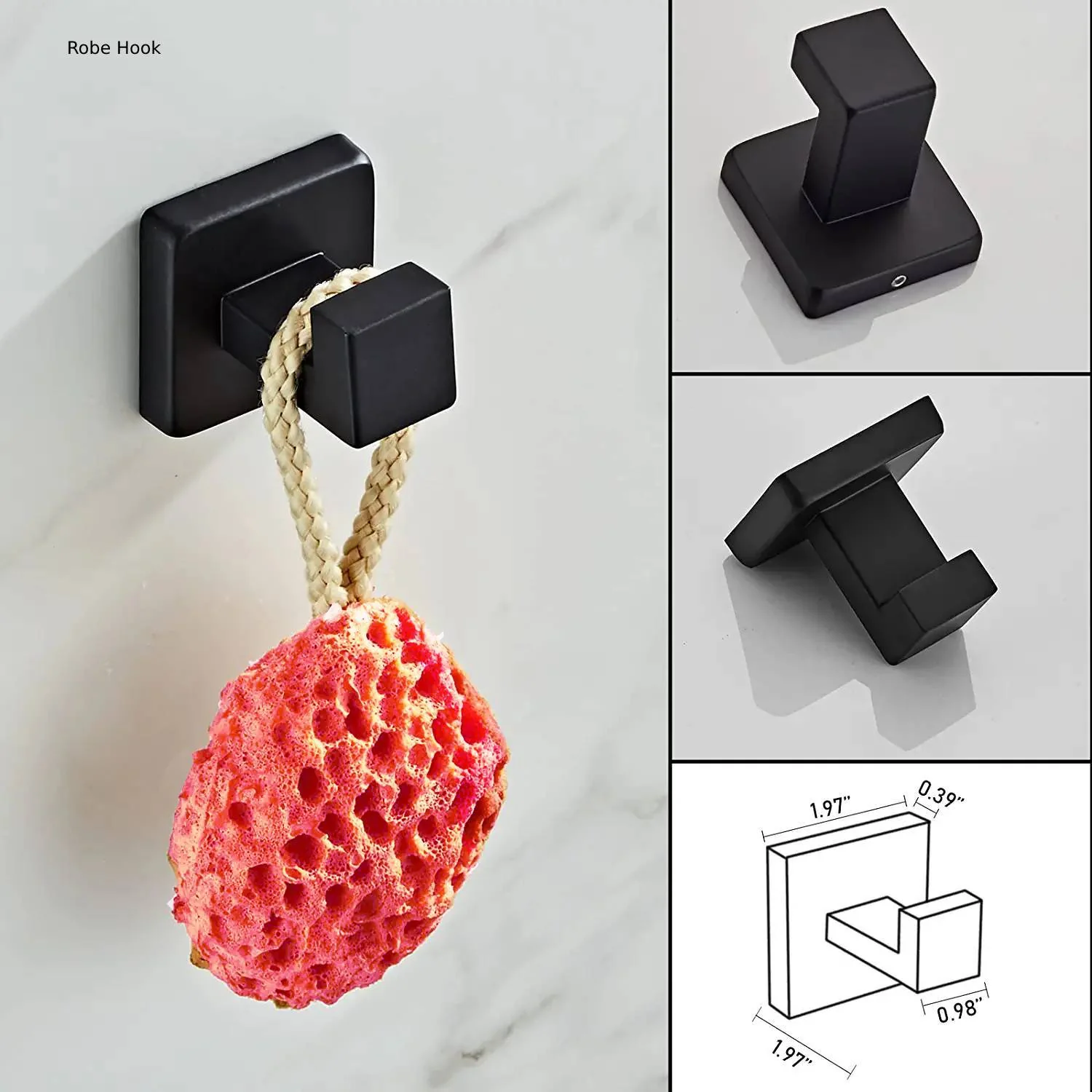 Luxurious 4-Piece Square Oil Rubber Bronze Bathroom Hardware Set: Towel Bar, Towel Ring, Toilet Paper Holder, Robe Hook, and Tower Holder - Wall Mounted - Image 7