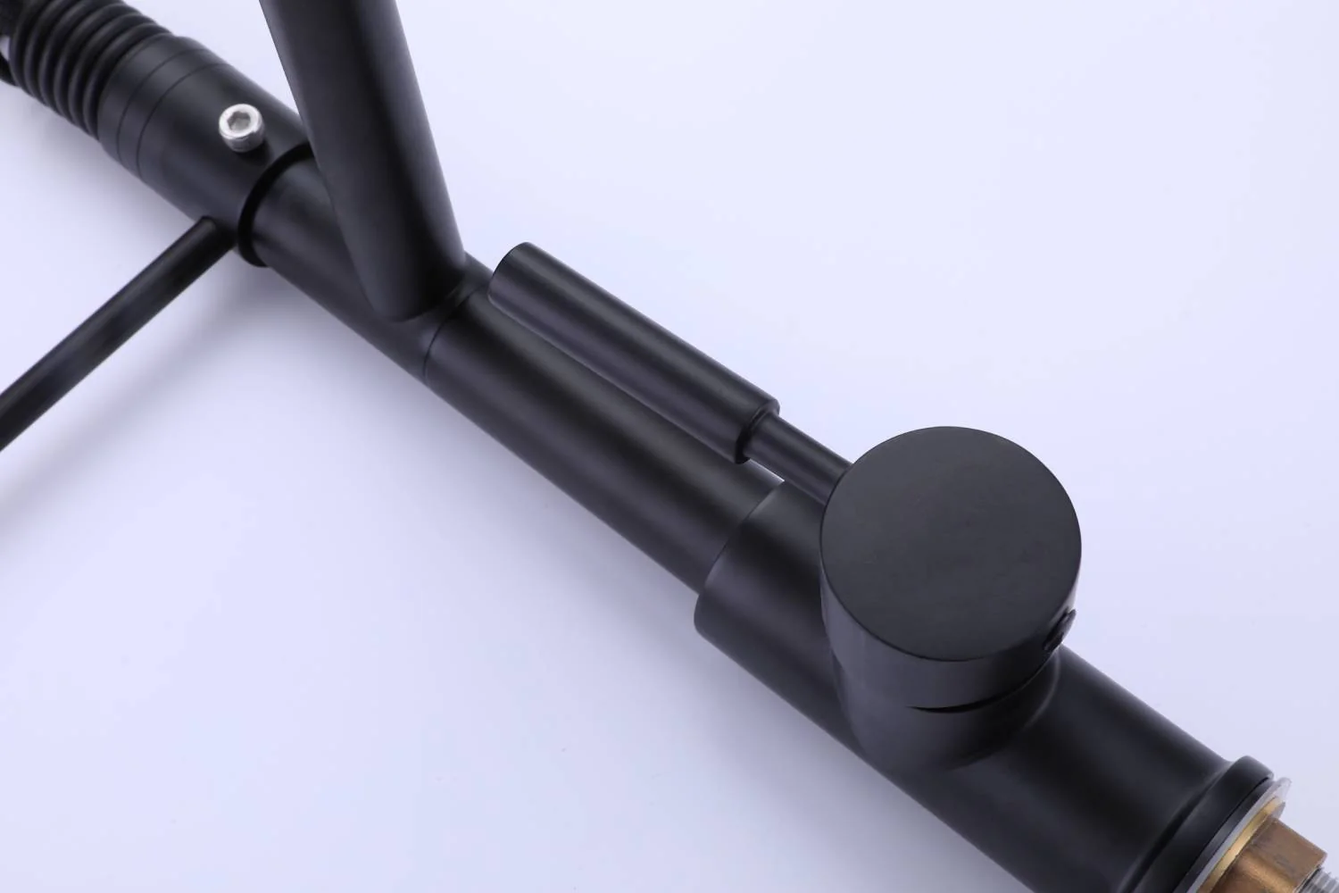 Matte Black High Arc brass Kitchen Sink Faucet Pull Down metal Spray with deck plate and lock ring - Image 12