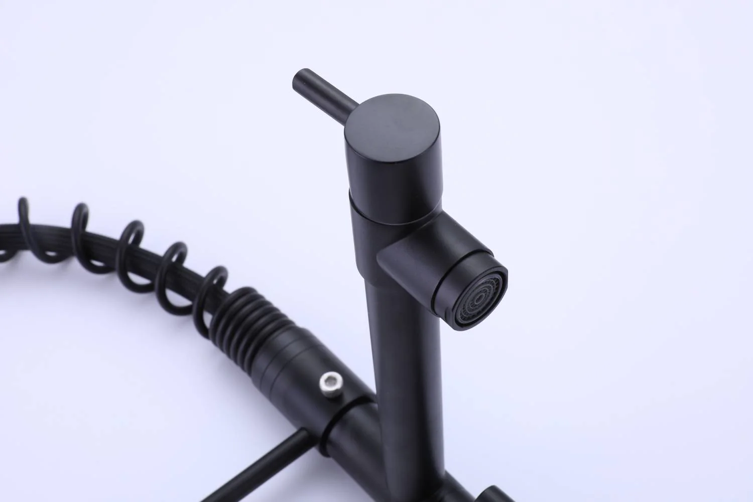 Matte Black High Arc brass Kitchen Sink Faucet Pull Down metal Spray with deck plate and lock ring - Image 13