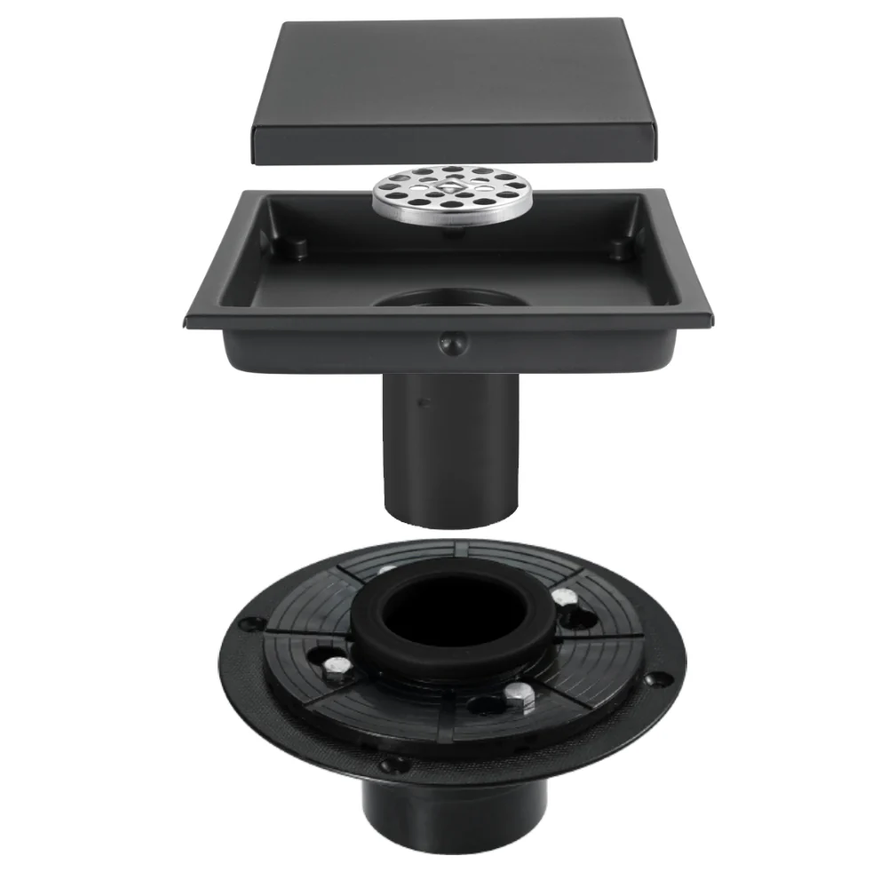 Matte Black stainless floor drain 6x6inch - Image 2