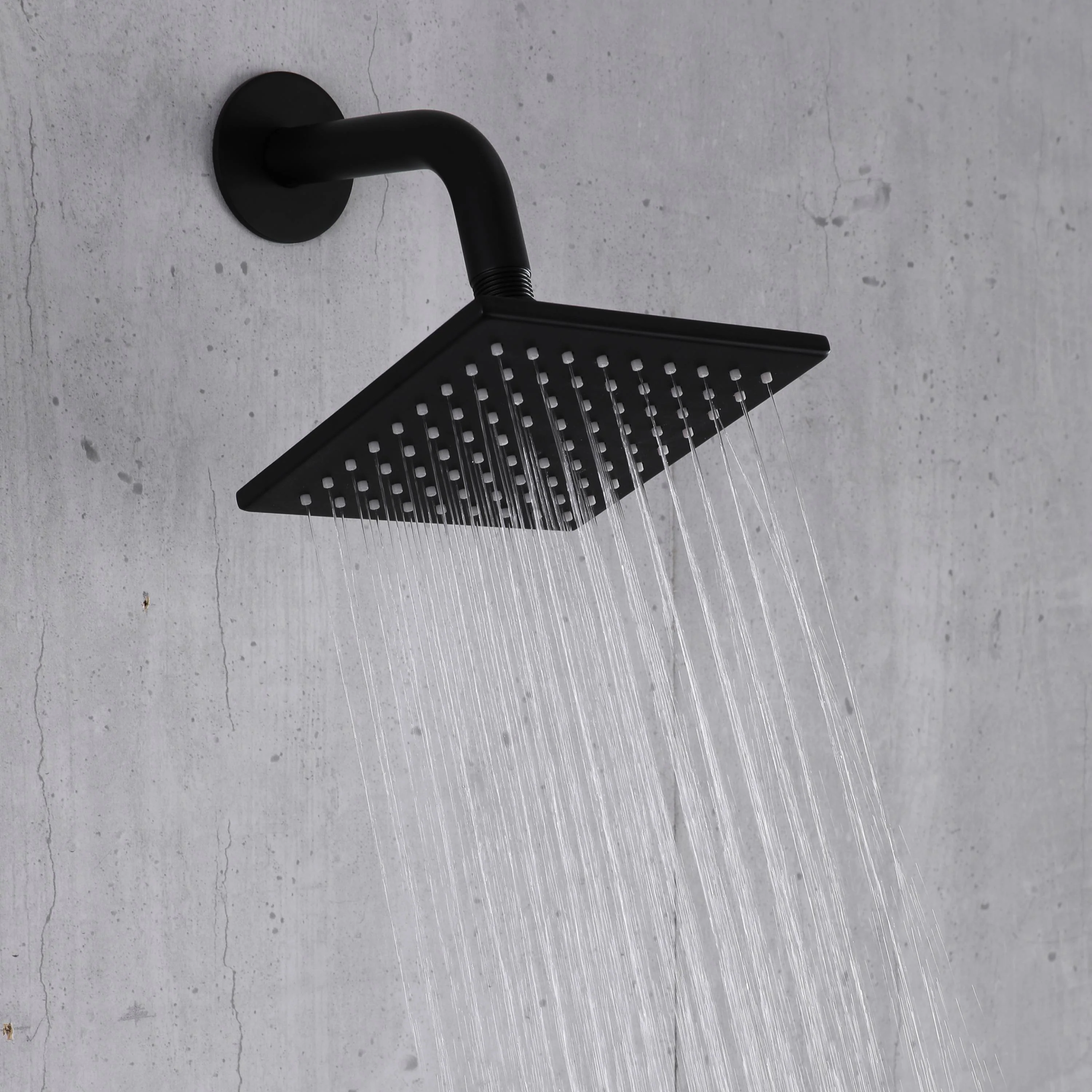 Matte Black 12" Flush-Mount Shower Faucet Set with LED Lights, Bluetooth Music, Regular Head - Image 10