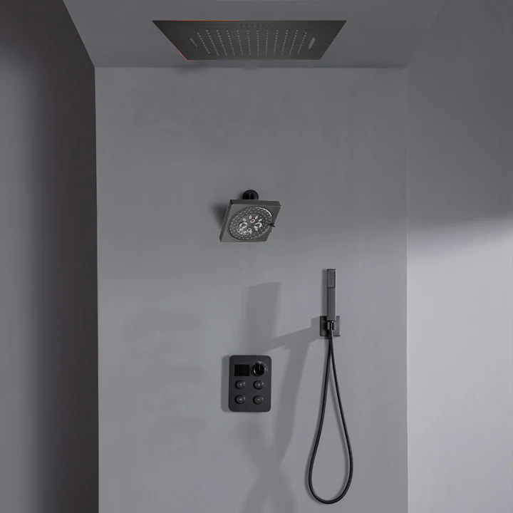 Oil Rubber Bronze Flush Mount 20 inch Rainfall Waterfall Shower head 4 Way digital display shower faucet with regular head - Image 2