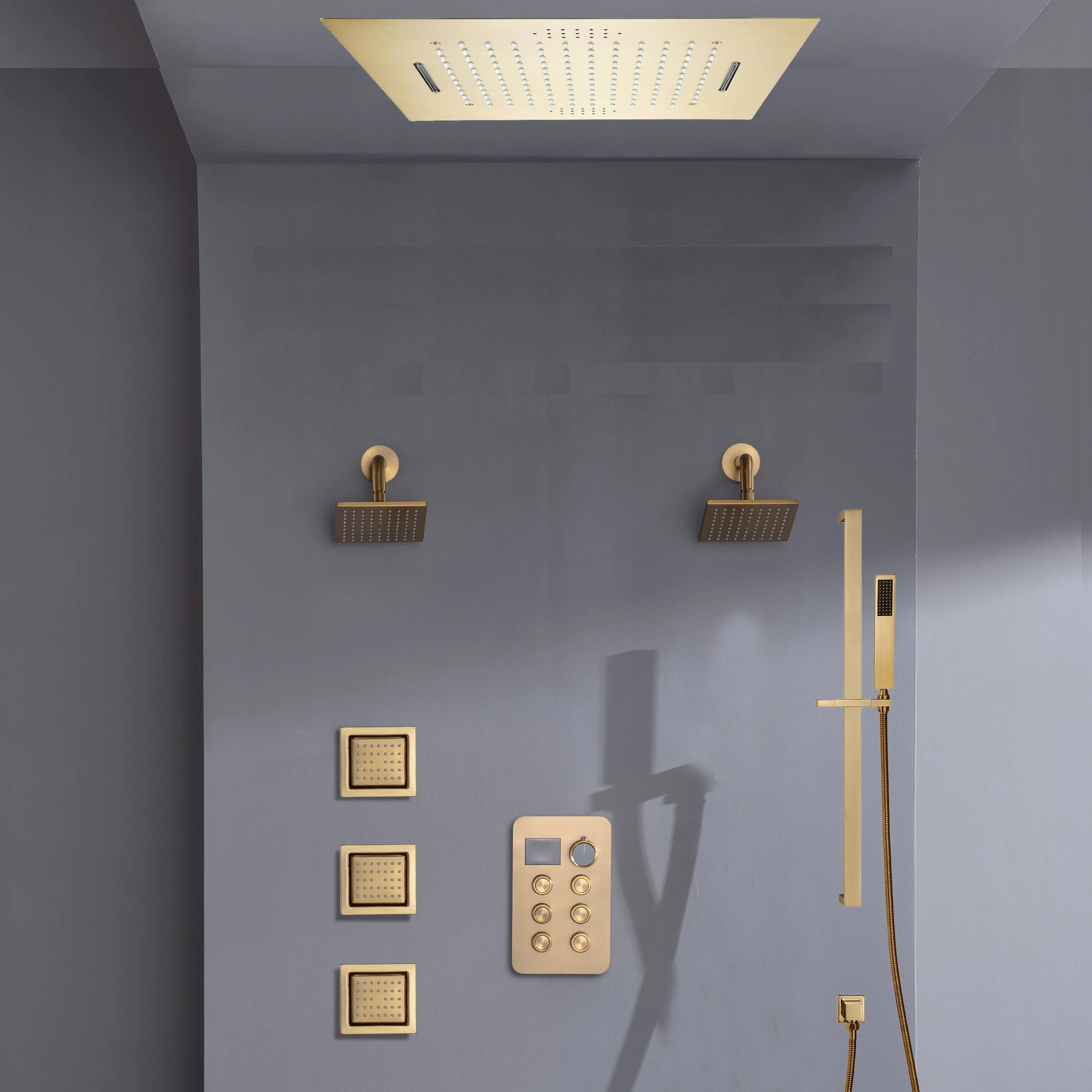 Bluetooth Music LED 6-Way Digital Thermostatic Shower System with Waterfall,3 Body Jets, Regular Head - Image 4