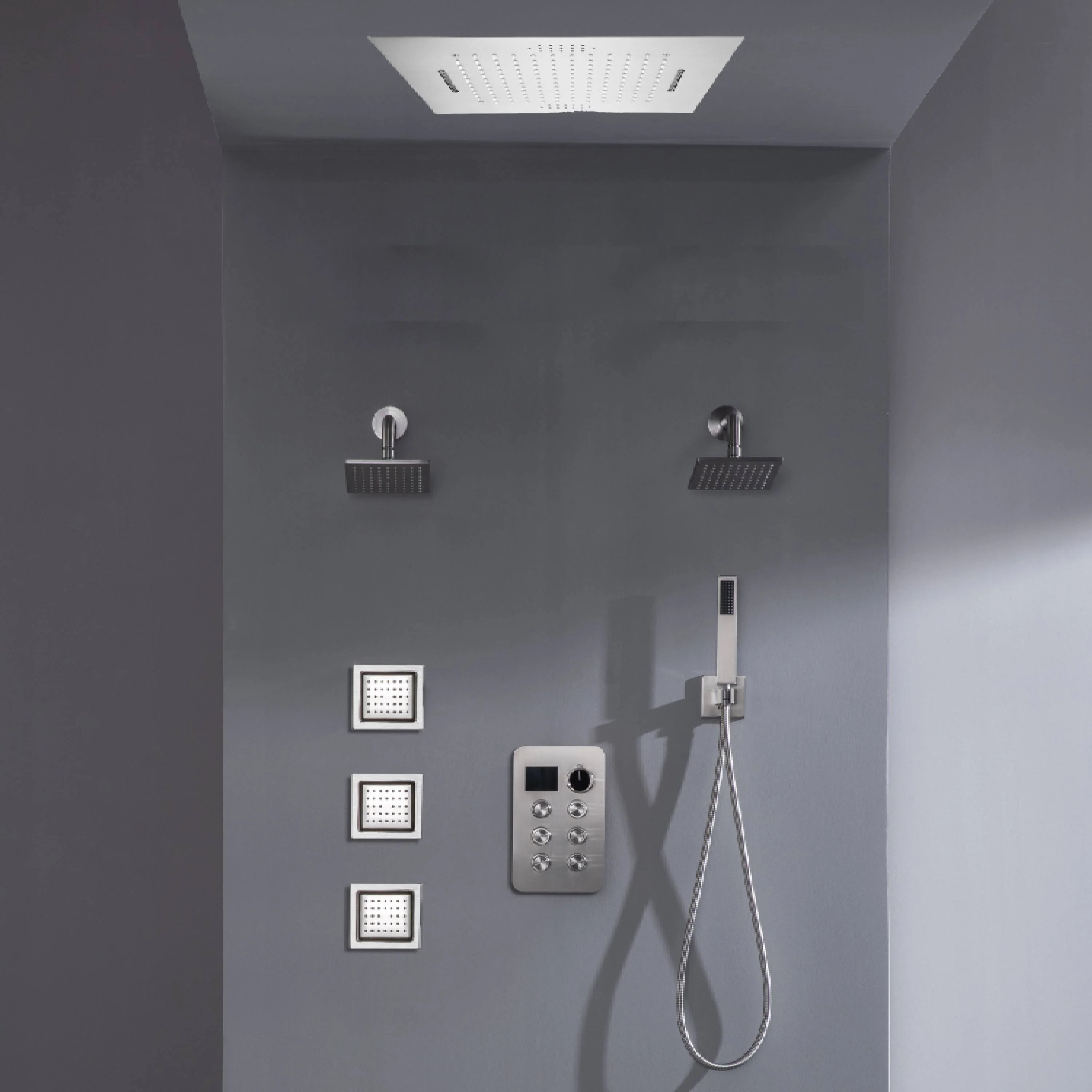Bluetooth Music LED 6-Way Digital Thermostatic Shower System with Waterfall,3 Body Jets, Regular Head - Image 5