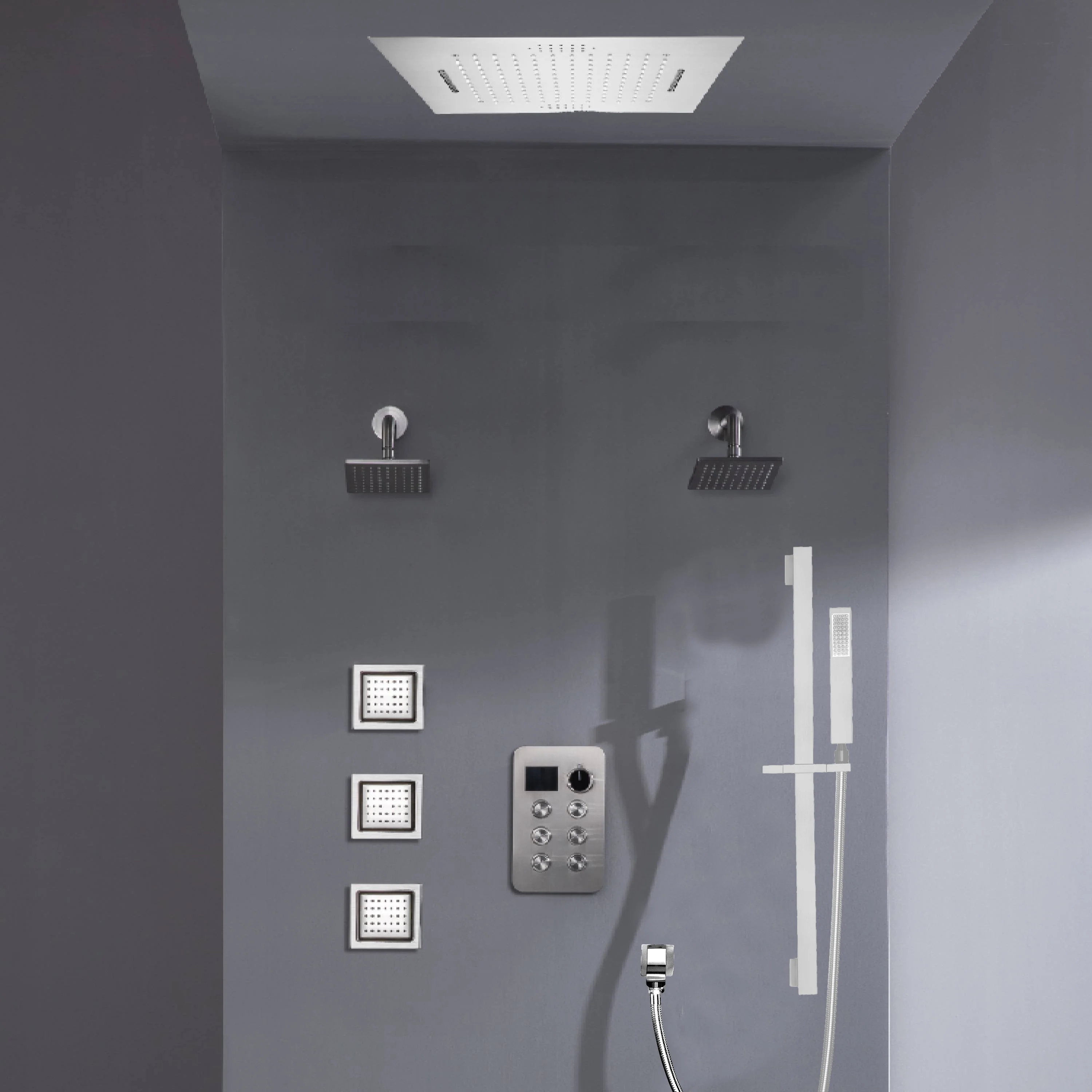 Bluetooth Music LED 6-Way Digital Thermostatic Shower System with Waterfall,3 Body Jets, Regular Head - Image 7