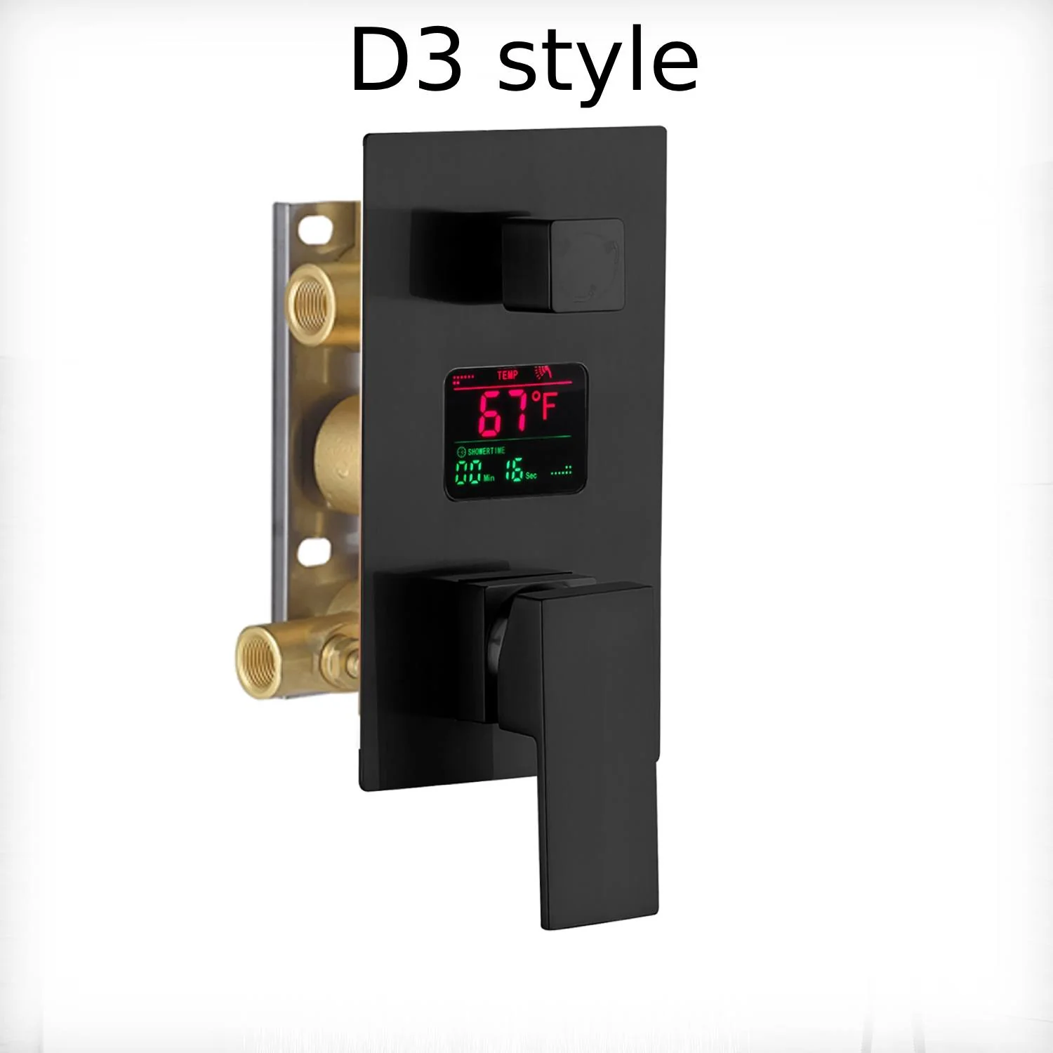 Matte Black 20" LED Rainfall Shower Head with 3-Way Digital Shower Faucet - Image 4