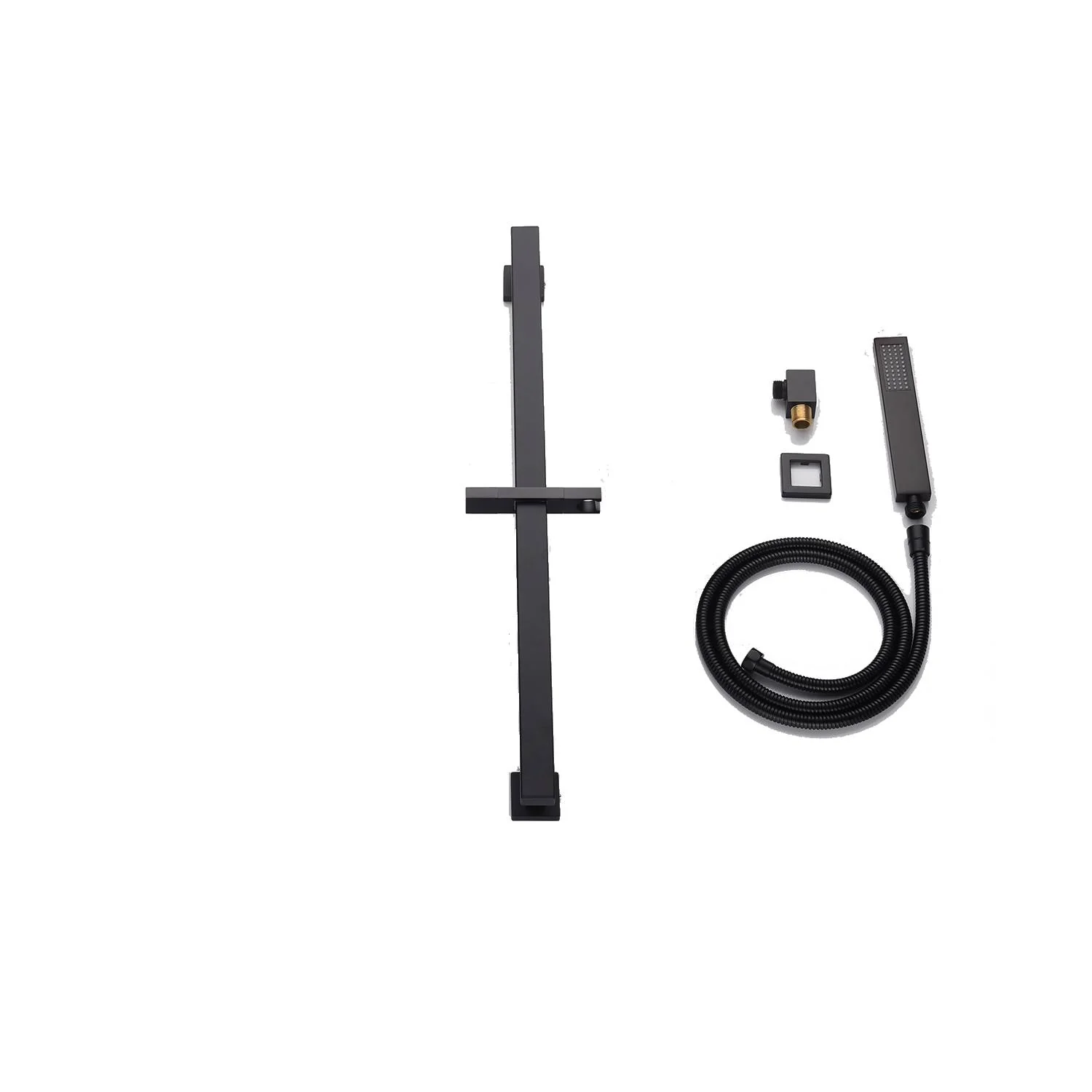 Matte Black Ceiling-Mounted 3-Way Thermostatic Shower System with 20-Inch LED or Non-LED Rainfall Shower Head, 6 Body Jets, and Sliding Bar - Image 11