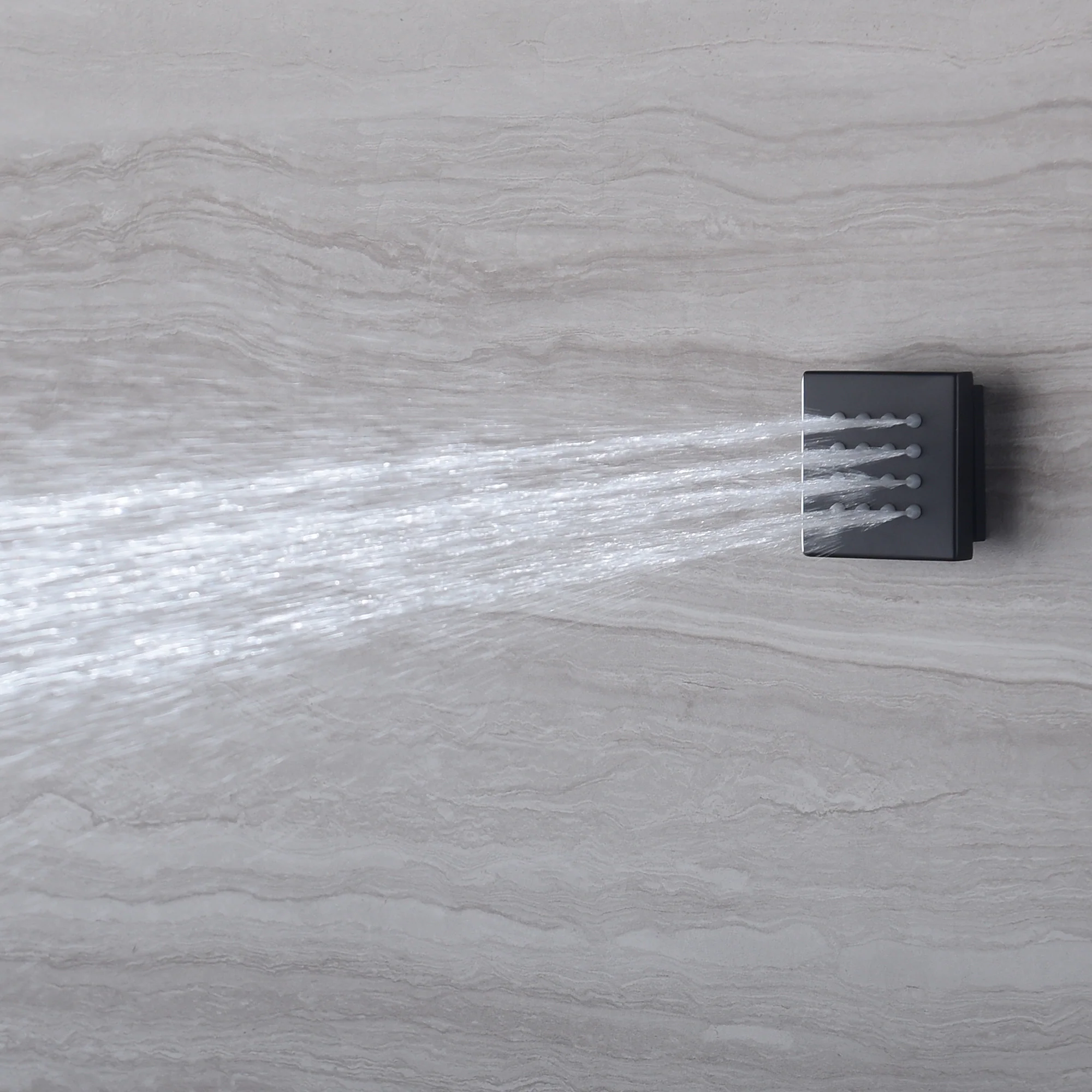 matte black 23 inch rainfall waterfall 64 LED lights Bluetooth Music shower 4 way thermostatic shower system sliding bar with to touch panel and 6 body jets - Image 6