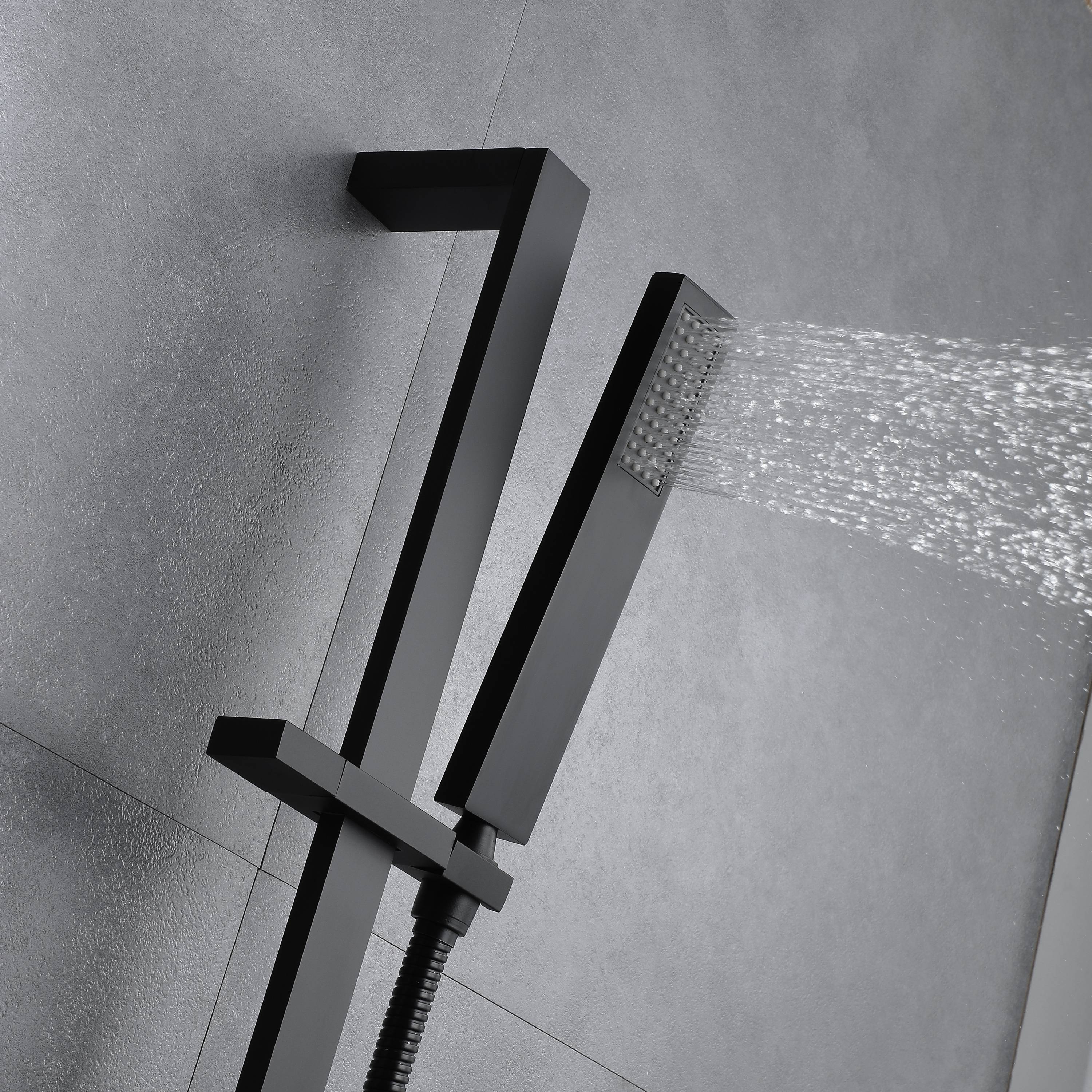 Matte Black 35" Bluetooth Music LED Shower System with Waterfall, 5-Way Digital Thermostatic Valve, 6 Body Jets - Image 9
