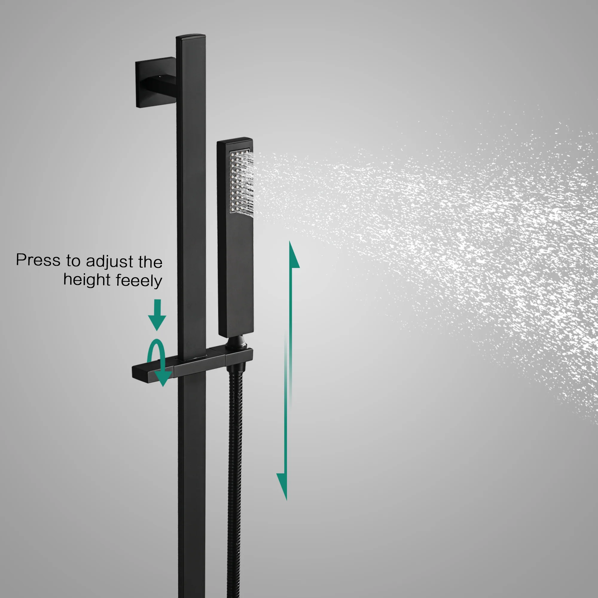 matte black ceiling mount 12 inch or 16 inch rain head 3 way digital display thermostatic shower faucet with large body sprayers - Image 7