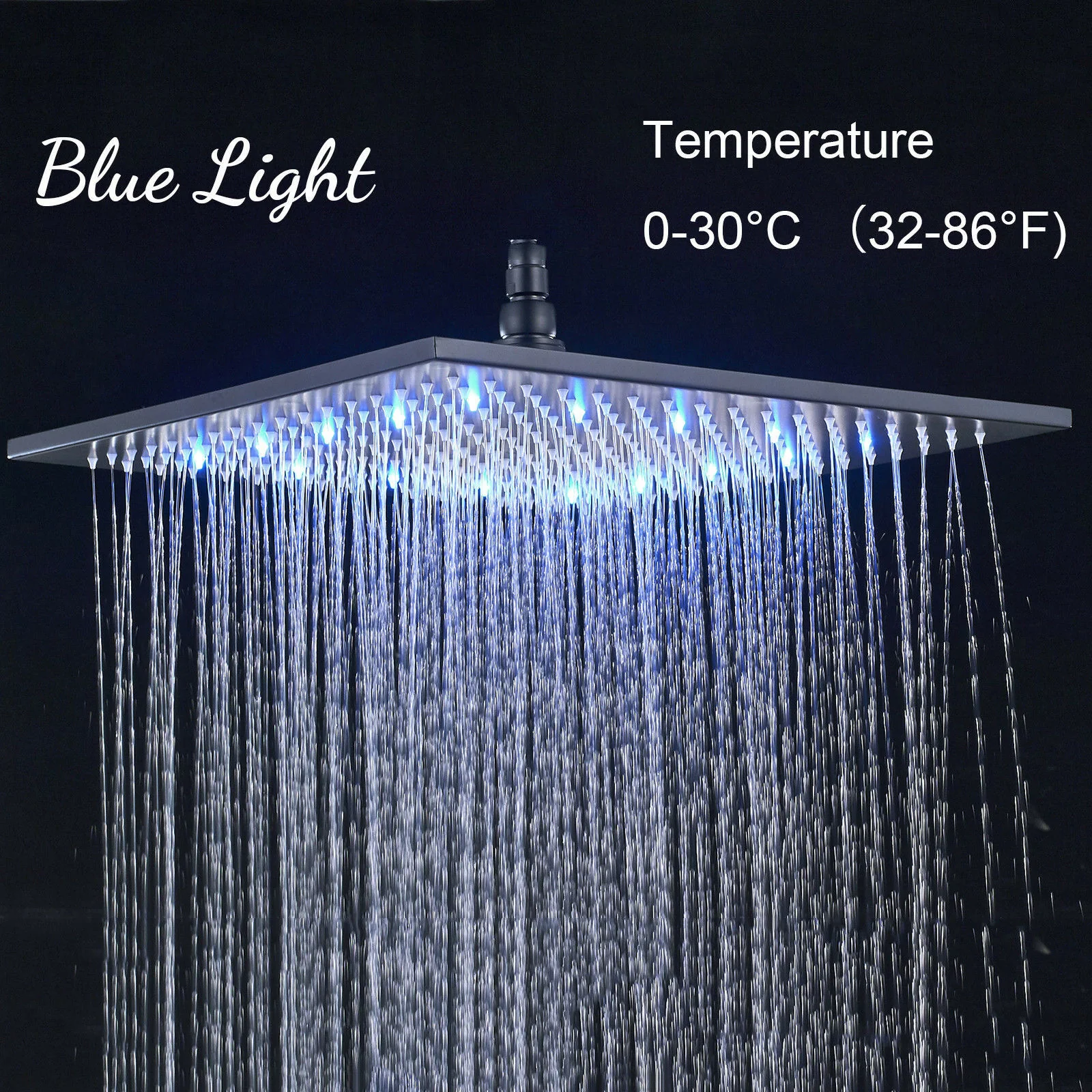 Matte Black Ceiling-Mounted 4-Way Digital Thermostatic Shower System with Regular and Rainfall Heads 12'' or 16'', Optional LED Light Feature - Image 15