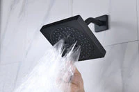 Matte Black 3-Way Thermostatic Ceiling Mount Shower System - With High Pressure 6-inch Wall Mount Shower Head and Choice of 12 or 16-inch Rainfall LED or Non-LED Shower Head - Image 20