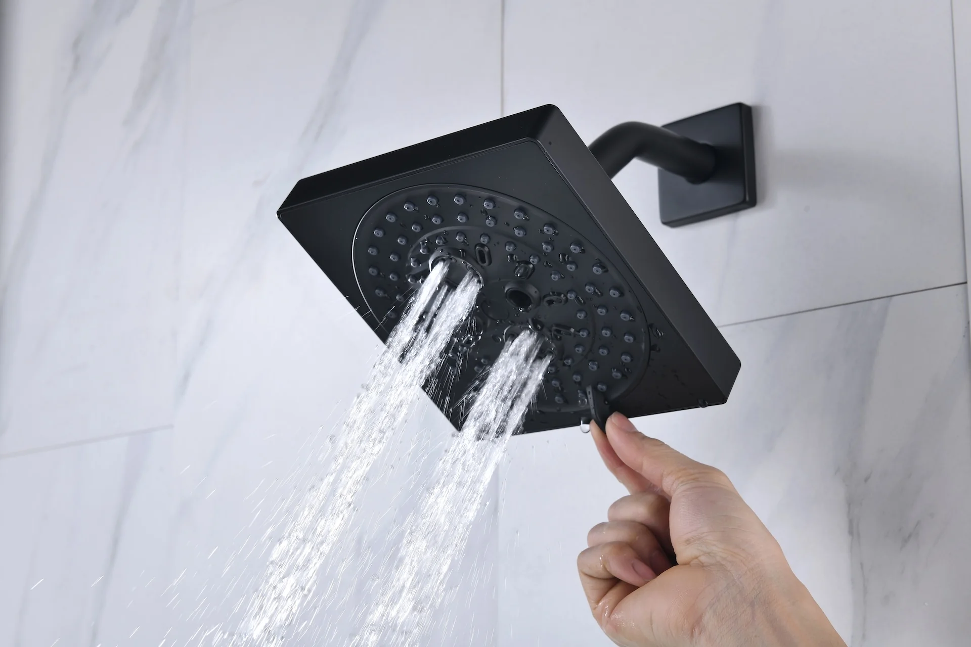 Matte Black Ceiling-Mounted 4-Way Digital Thermostatic Shower System with Regular and Rainfall Heads 12'' or 16'' And Tub Spout - Image 15
